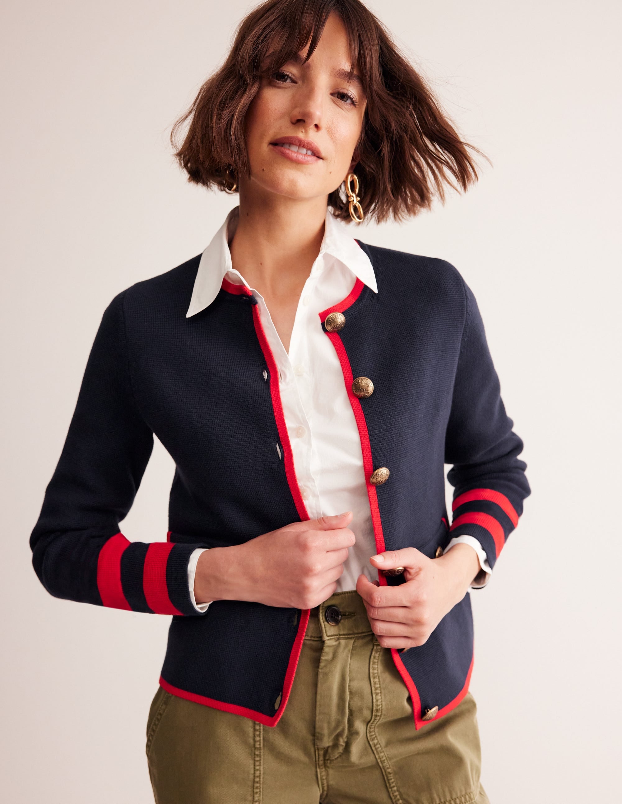 Holly Knitted Jacket-Navy, Rouge Red - Image 4