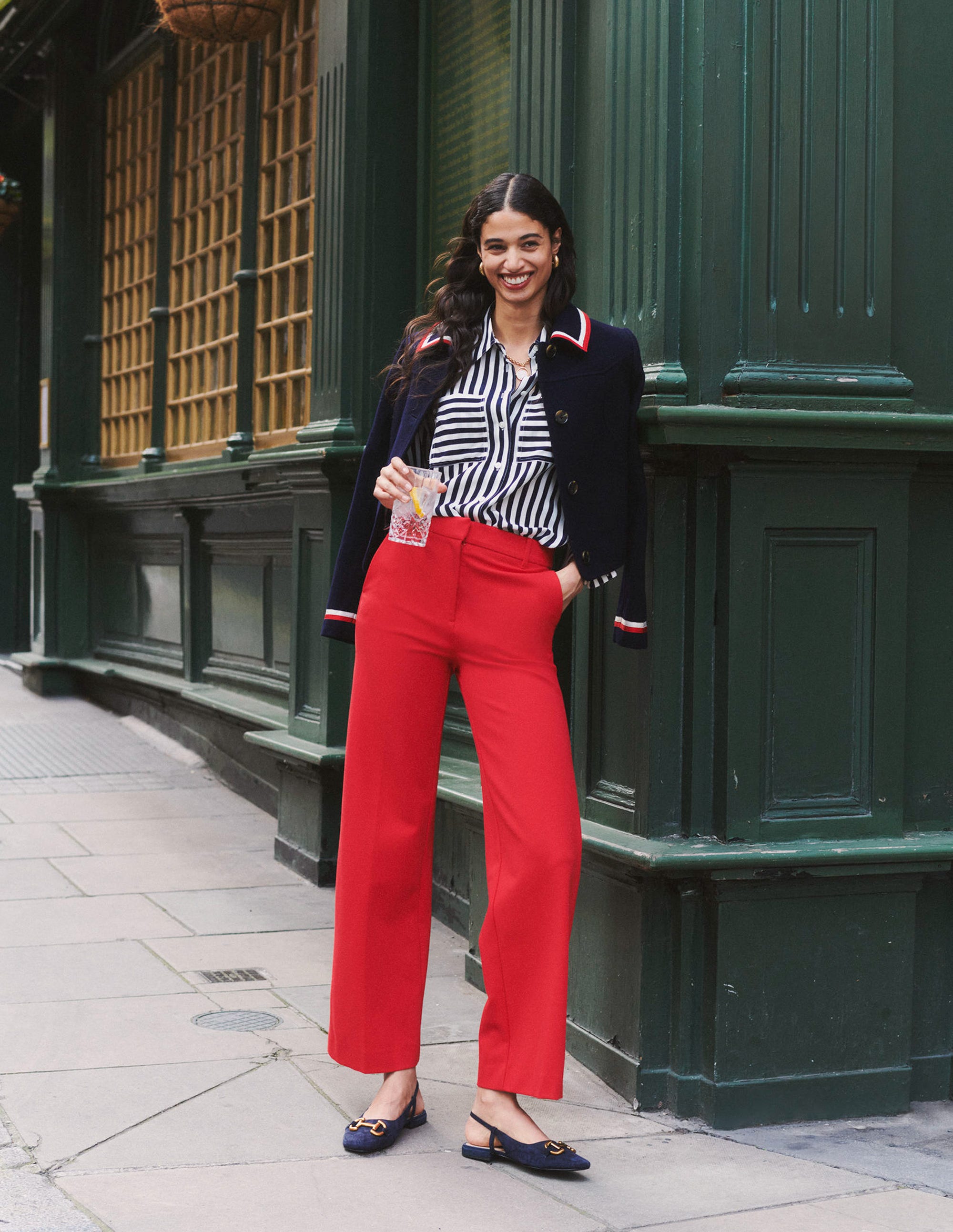 Holly Knitted Jacket-Navy, Rouge Red - Image 5