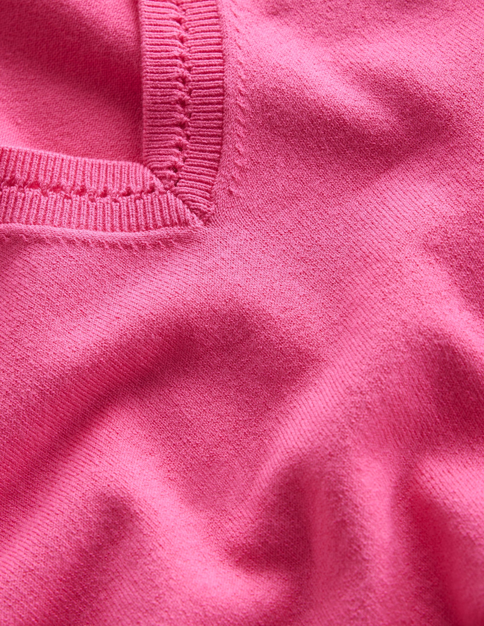 Catriona Cotton V-Neck Jumper-Carmine Rose Pink-6