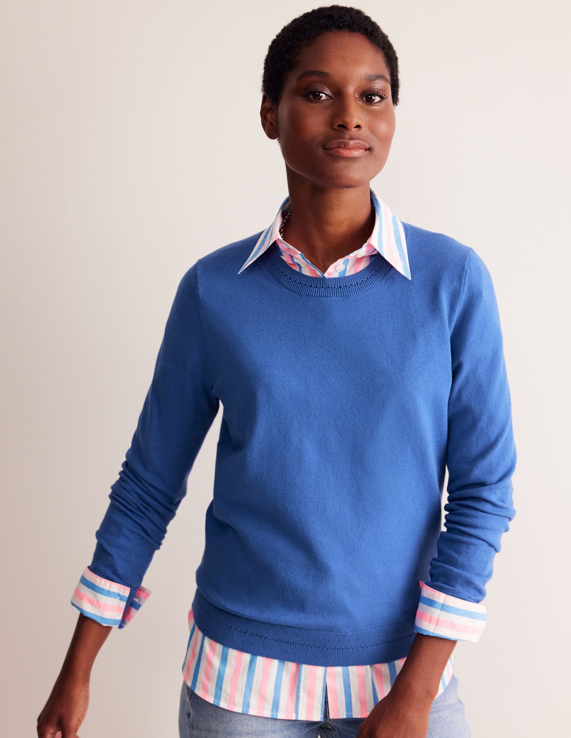 Catriona Cotton Crew Jumper-Blue Jay-4
