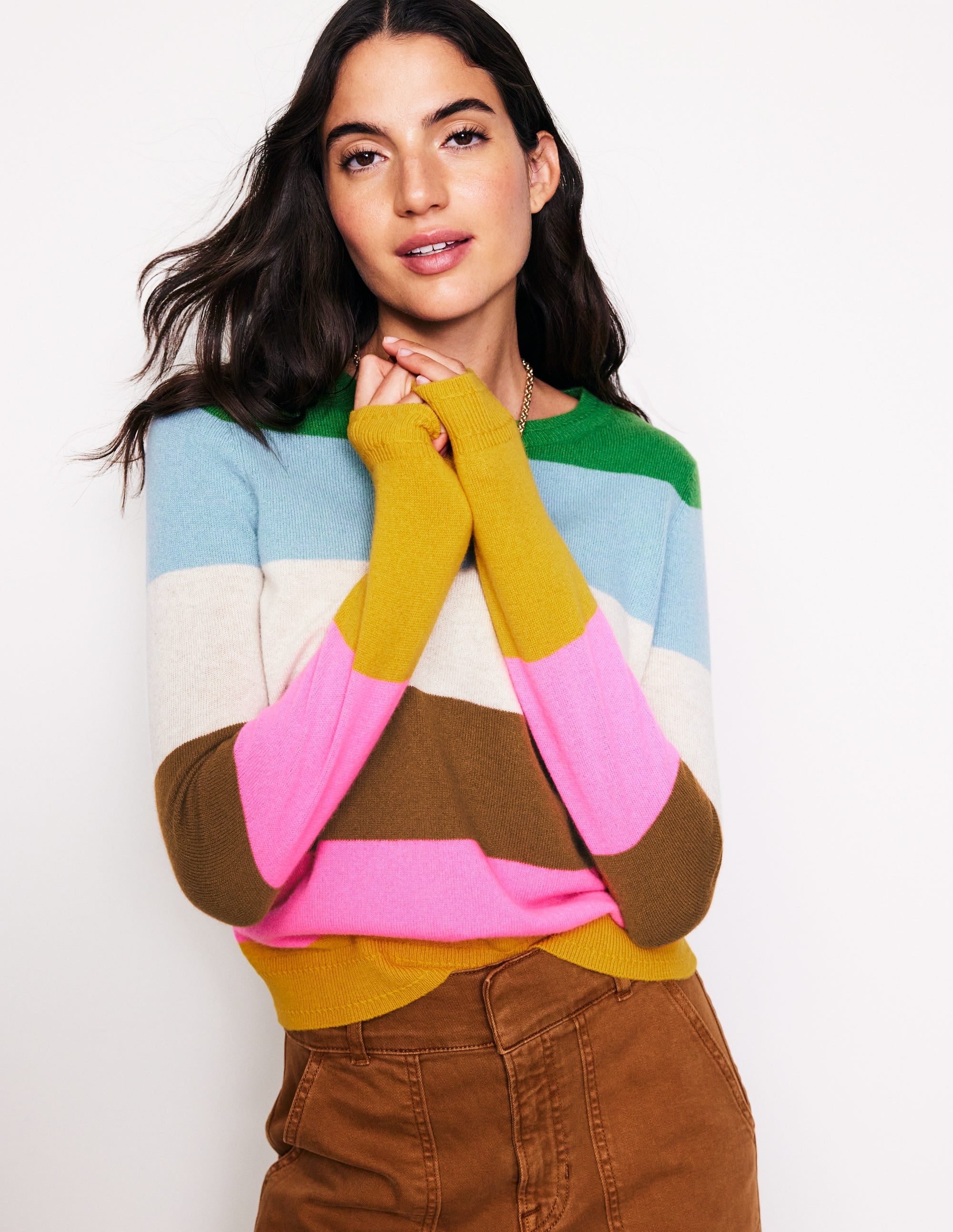Eva Cashmere Crew Neck Jumper-Multi, Rainbow - Image 1