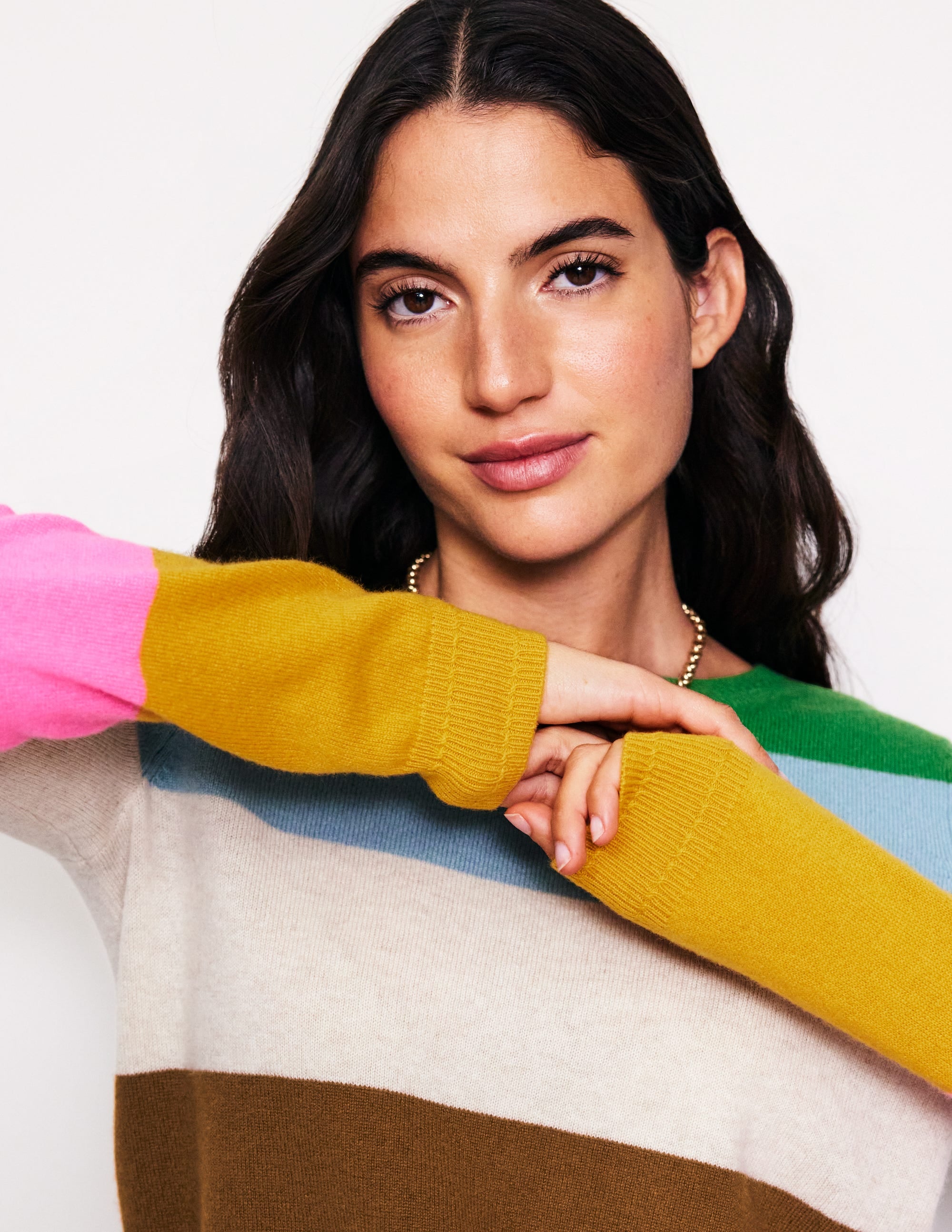 Eva Cashmere Crew Neck Jumper-Multi, Rainbow - Image 2