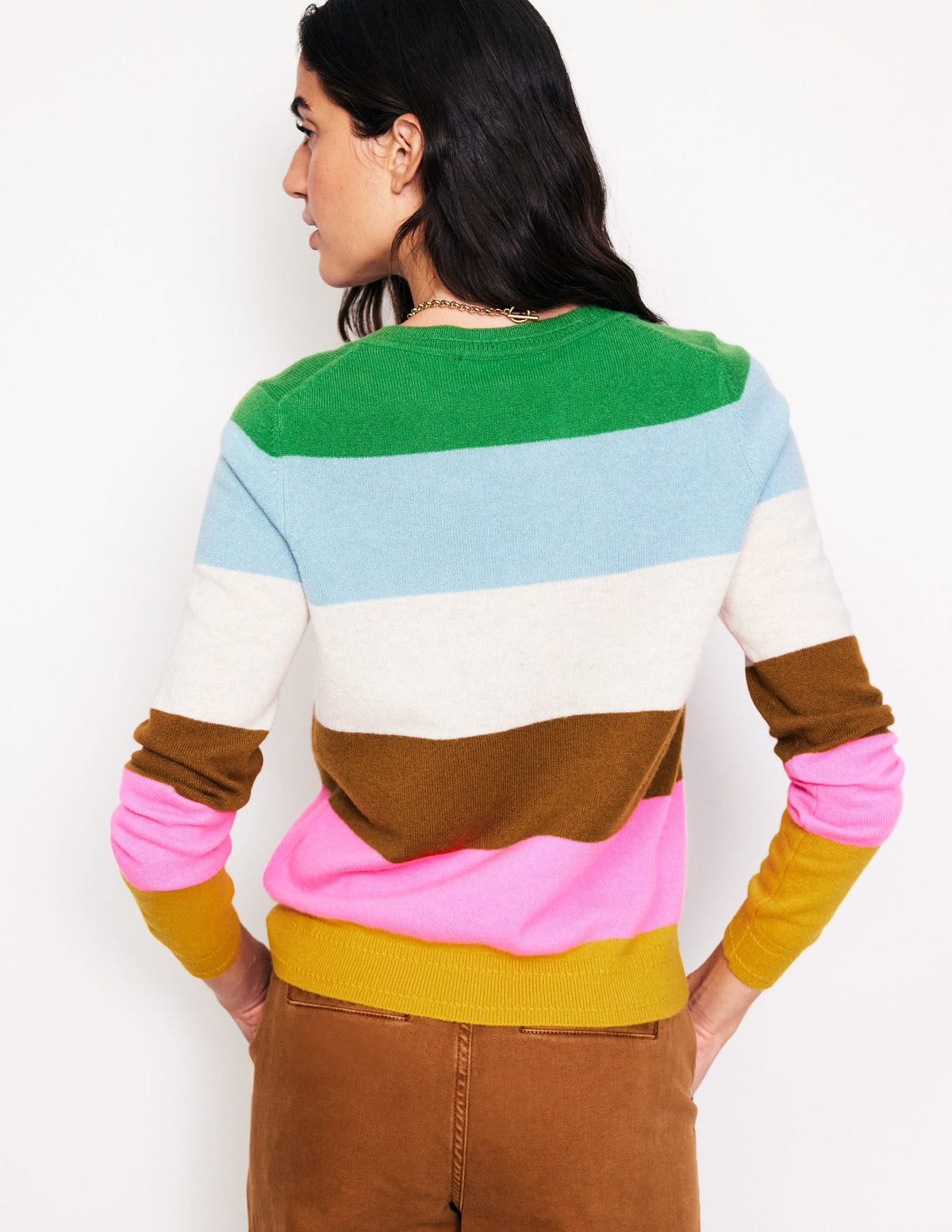 Eva Cashmere Crew Neck Jumper-Multi, Rainbow - Image 3