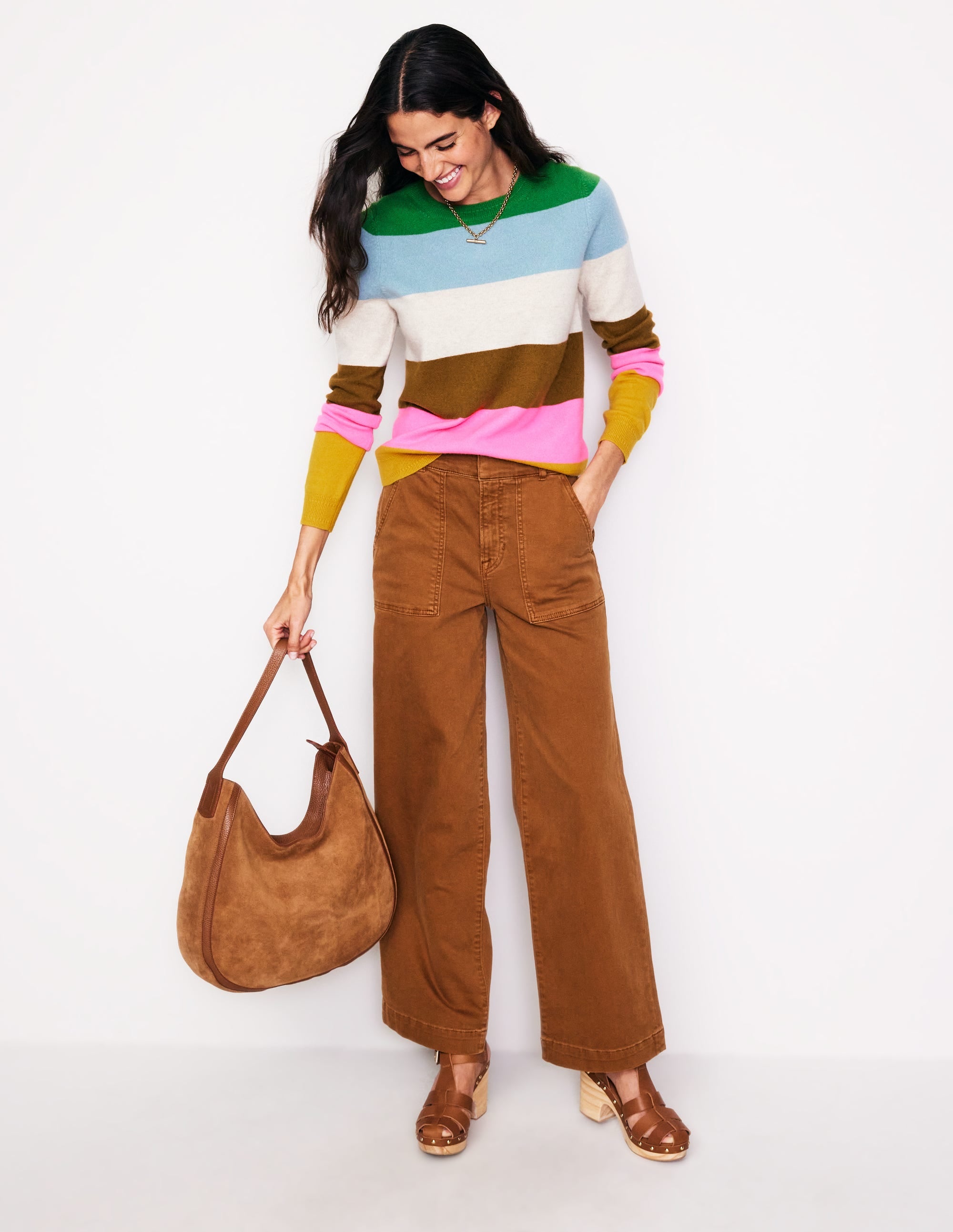 Eva Cashmere Crew Neck Jumper-Multi, Rainbow - Image 4