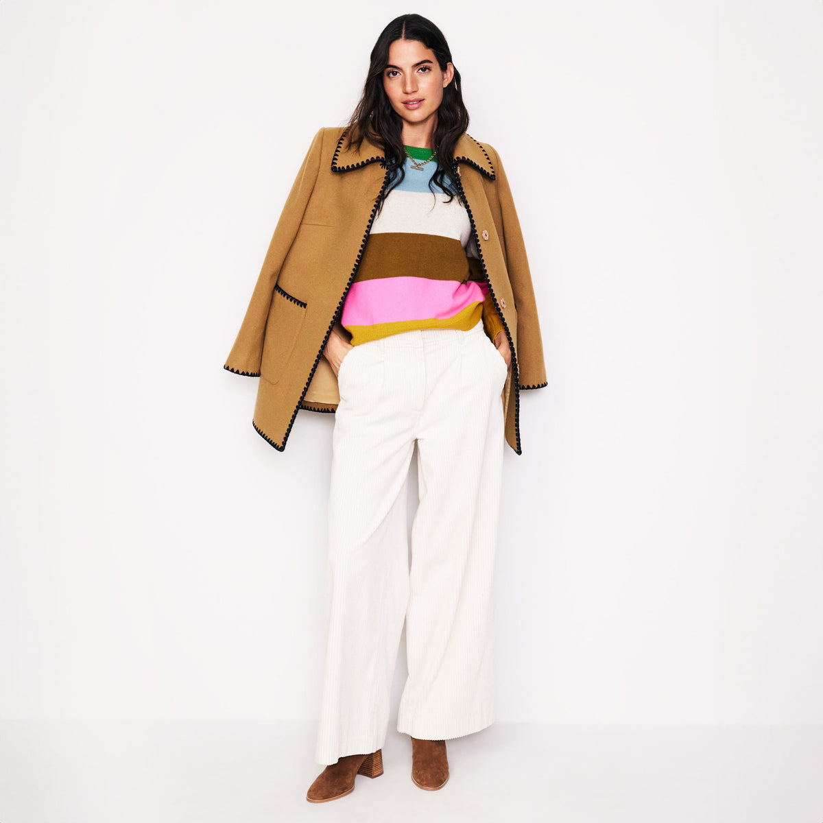 Eva Cashmere Crew Neck Jumper-Multi, Rainbow - Image 5