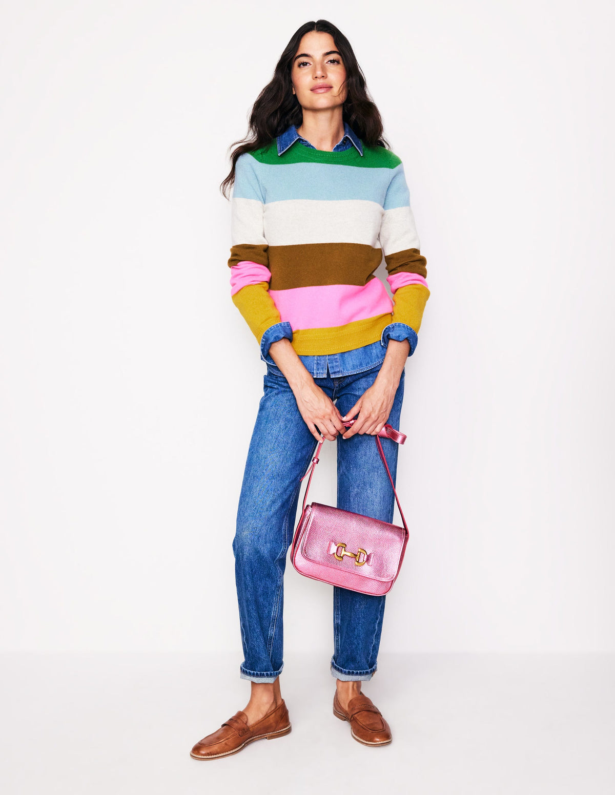 Eva Cashmere Crew Neck Jumper-Multi, Rainbow - Image 6