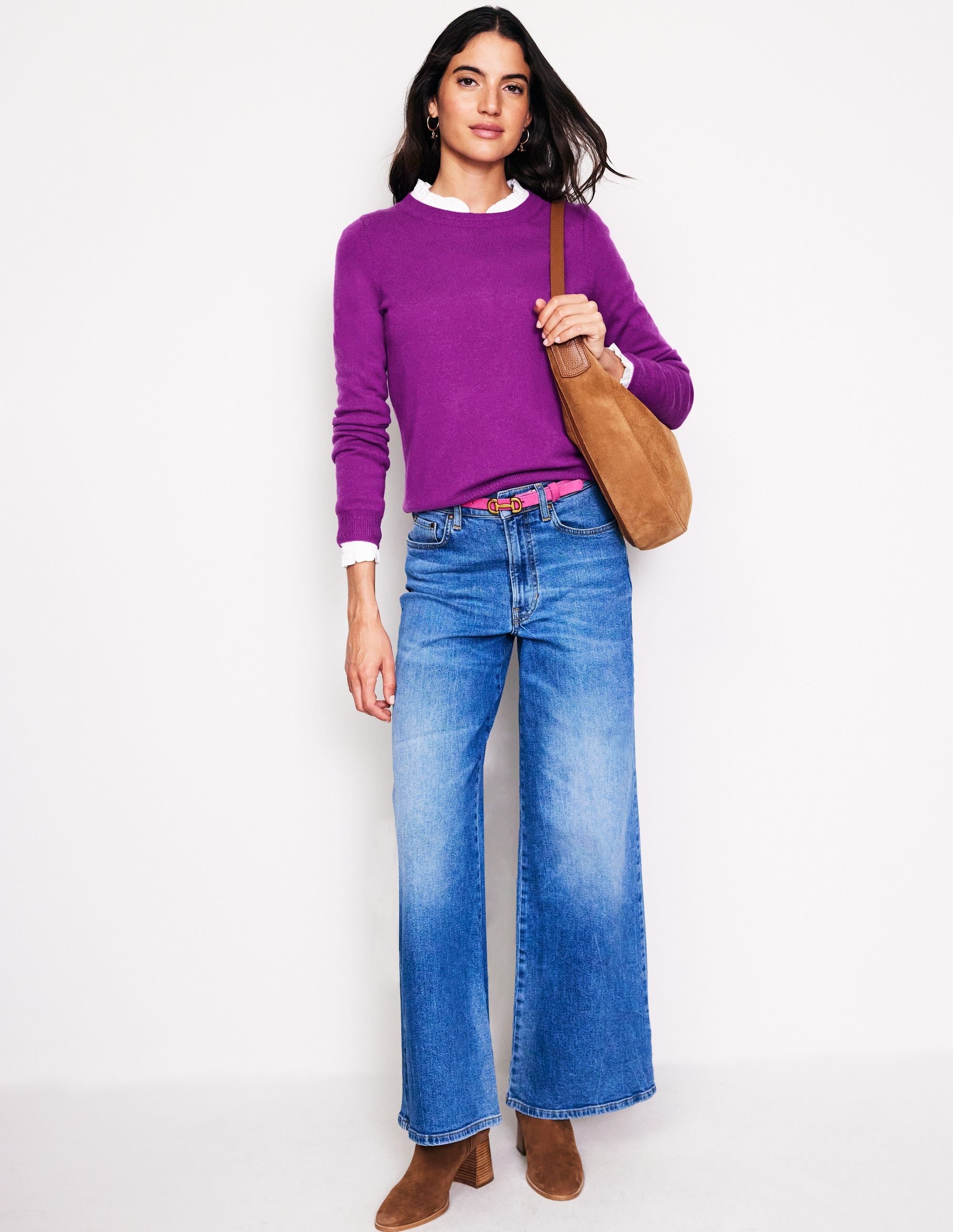 Eva Cashmere Crew Neck Jumper-Regal Purple - Image 4