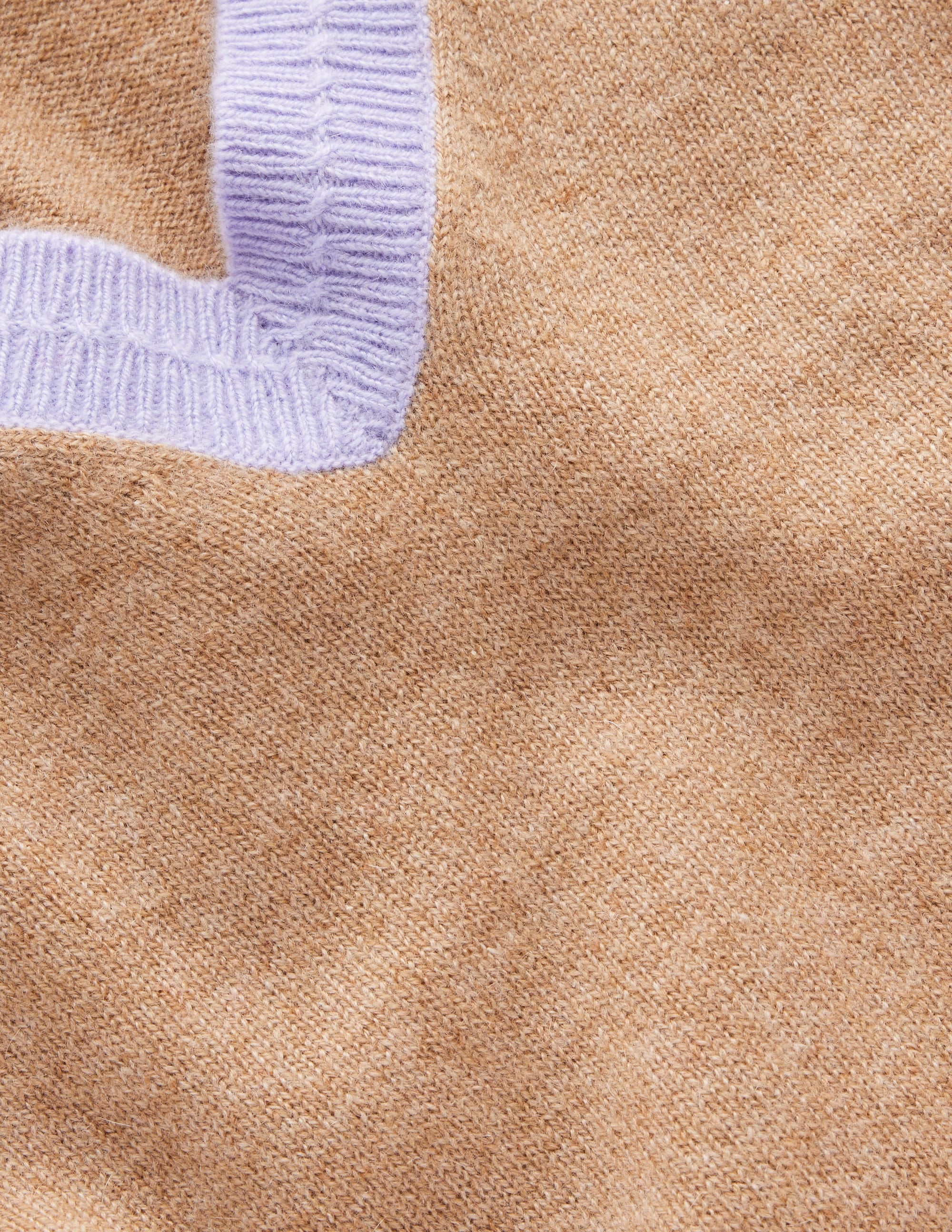 Eva Cashmere V-neck Jumper-Camel Melange Colour Block - Image 6