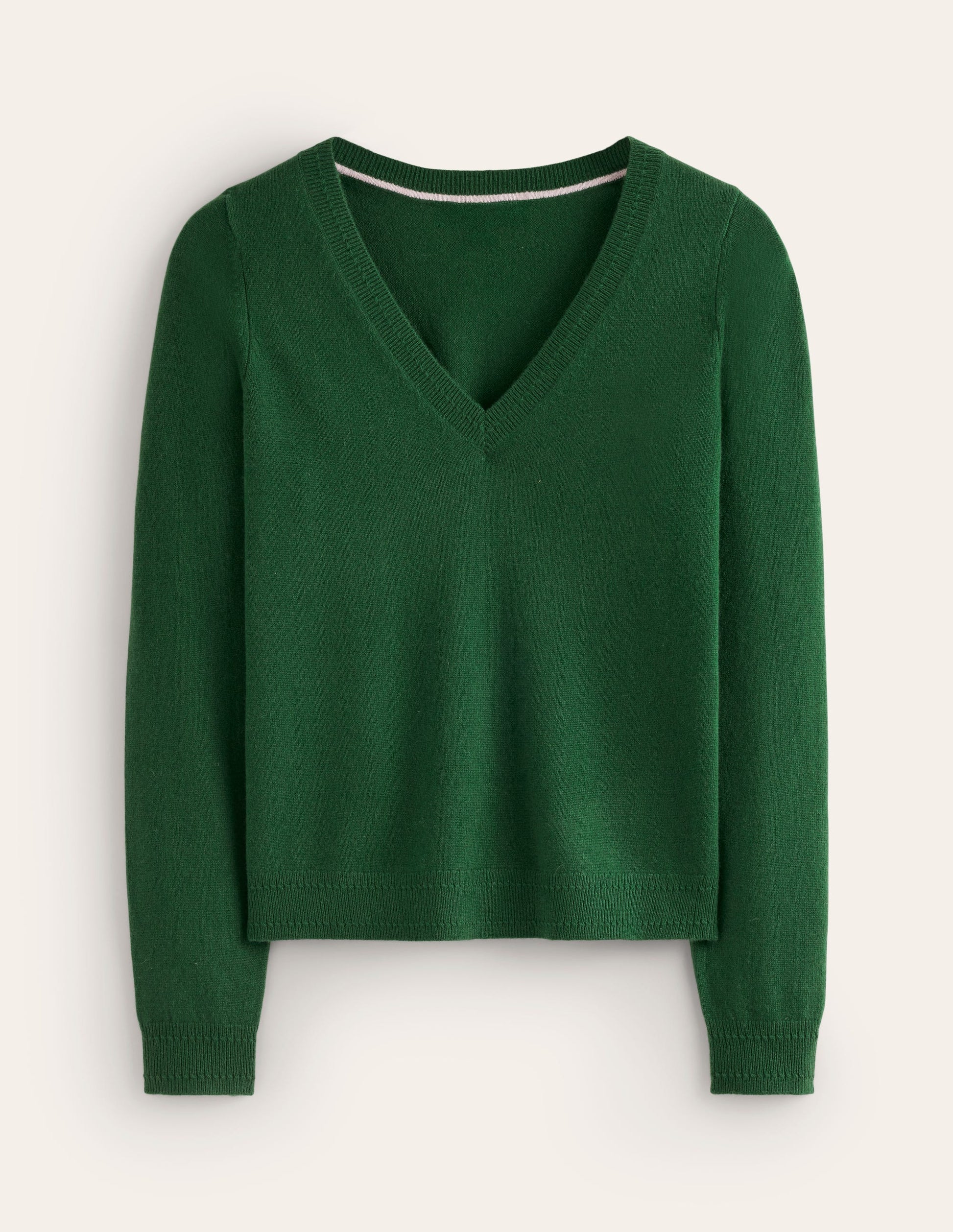 Eva Cashmere V-neck Jumper-Pine Green-5