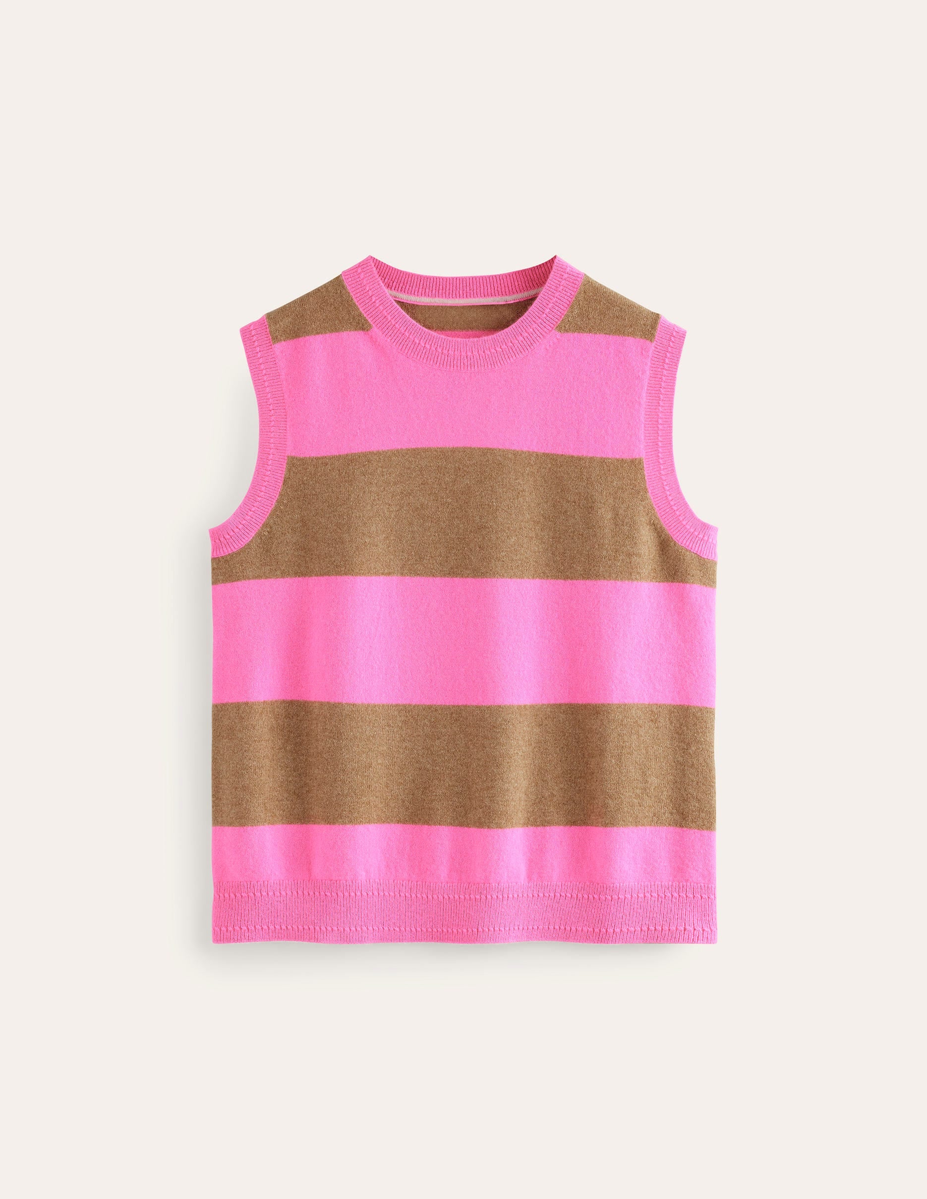 Eva Cashmere Tank-Camel Melange/ Fluro Pink-9