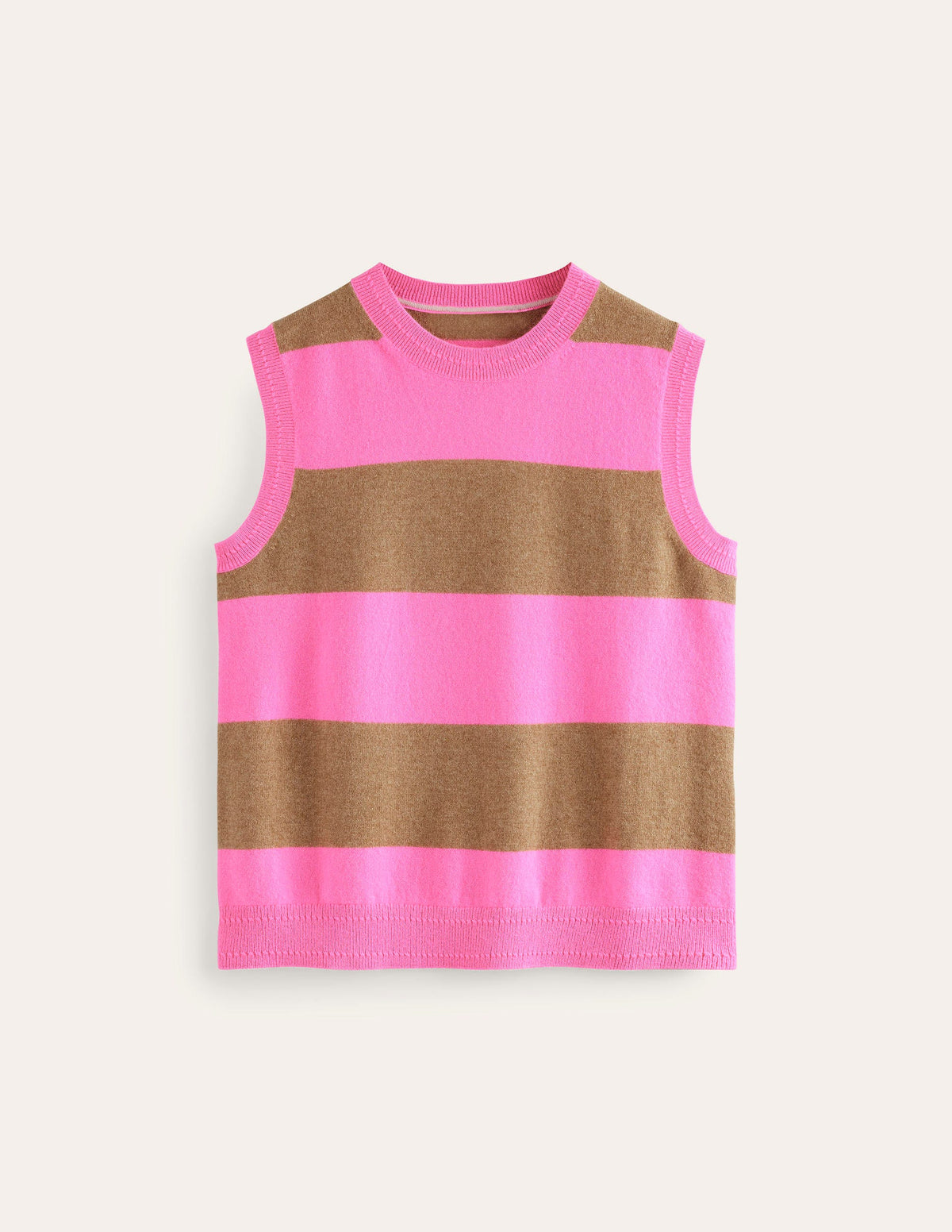 Eva Cashmere Tank-Camel Melange/ Fluro Pink - Image 9