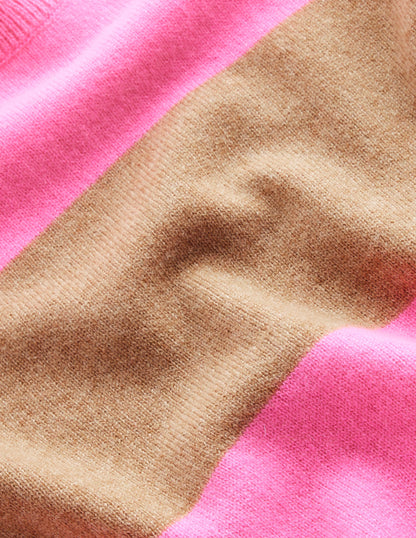 Eva Cashmere Tank-Camel Melange/ Fluro Pink-10