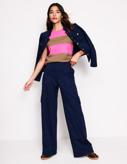 Eva Cashmere Tank-Camel Melange/ Fluro Pink-7