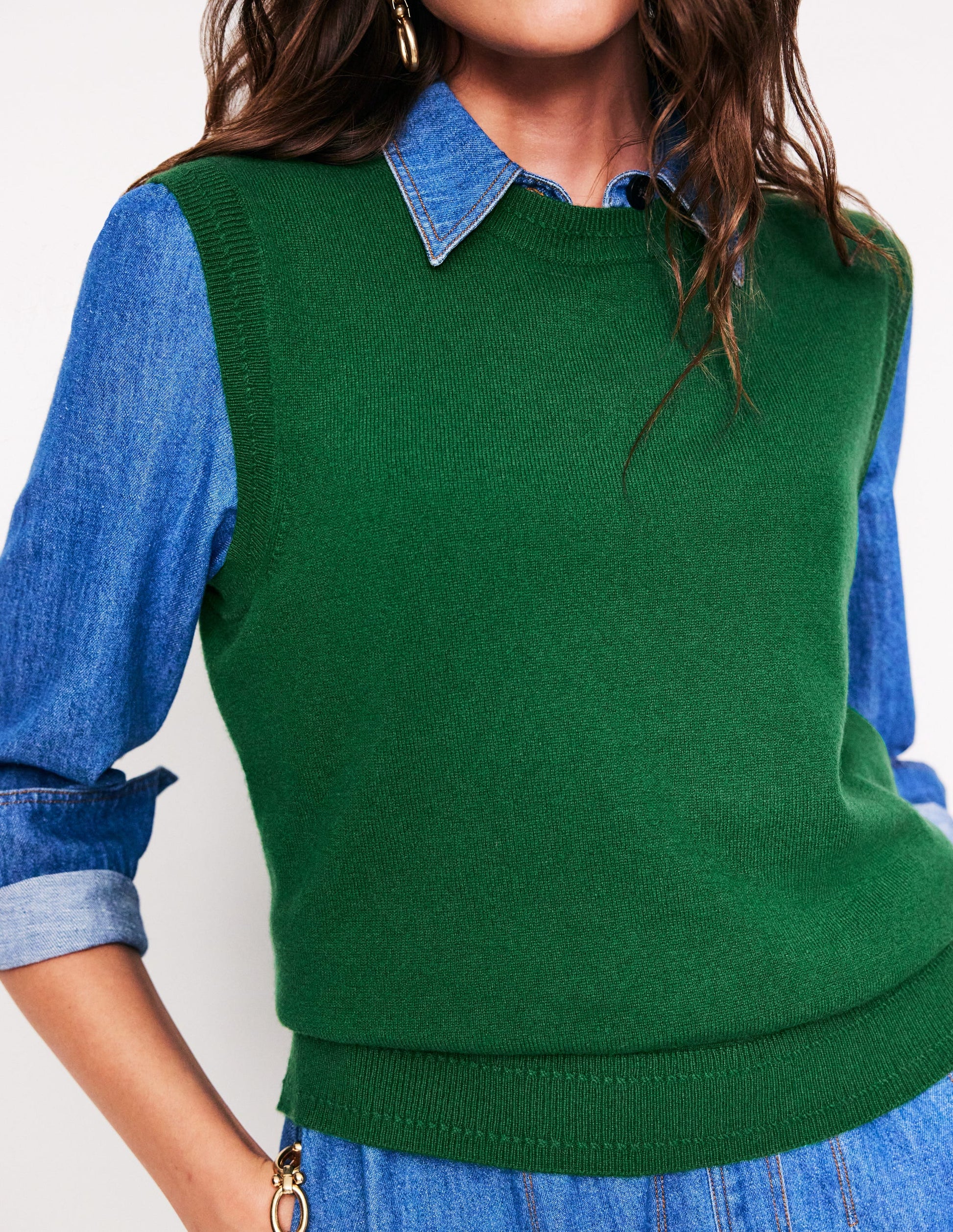 Eva Cashmere Tank-Pine Green-2