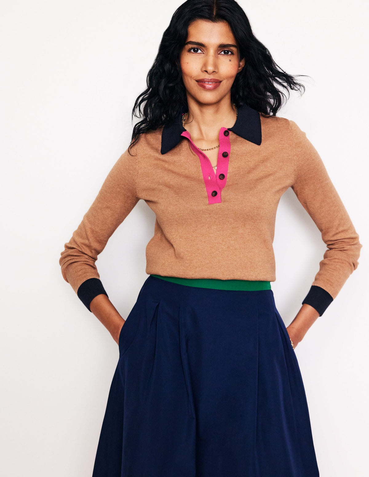 Estelle Henley Jumper-Camel Melange - Image 1