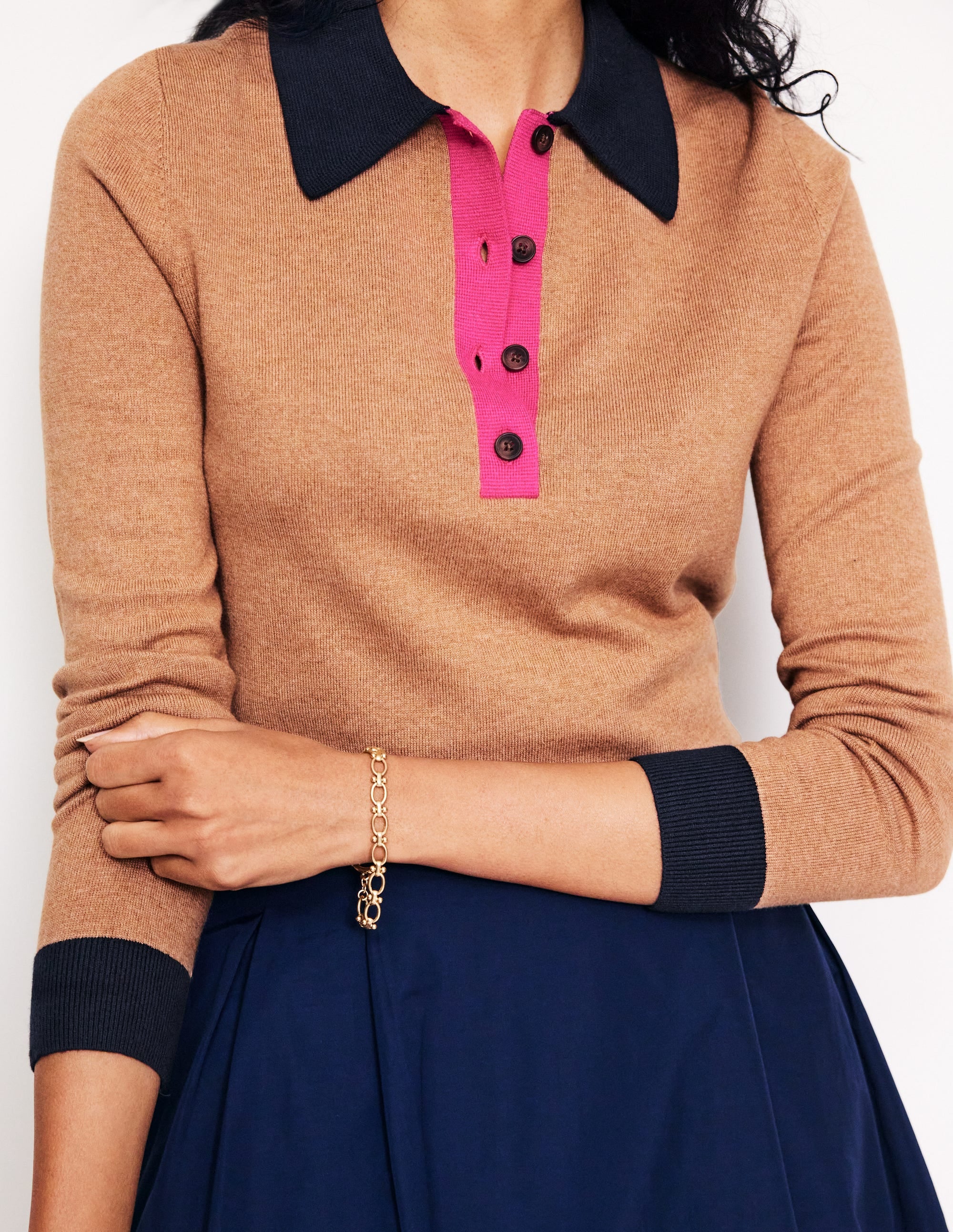 Estelle Henley Jumper-Camel Melange - Image 2