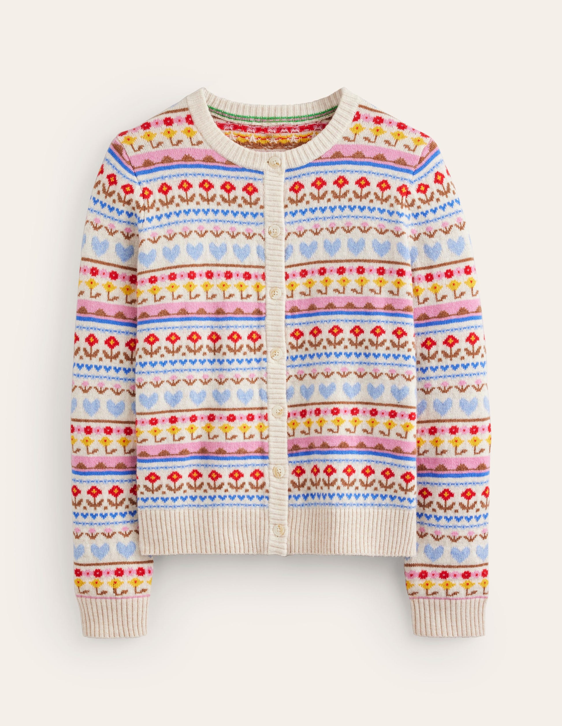 Edie Fair Isle Cardigan-Oatmeal Melange, Heart Flower-9