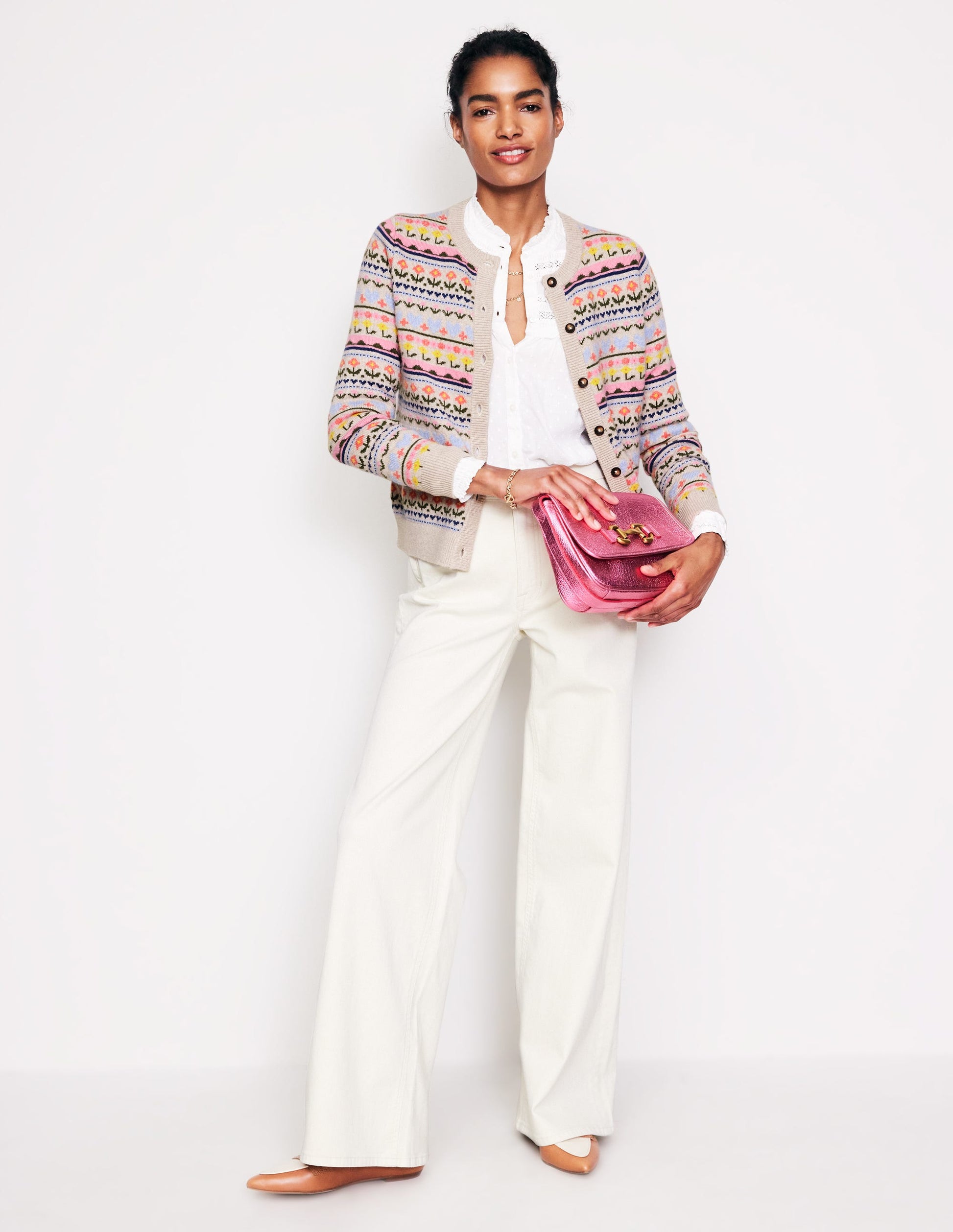 Edie Fair Isle Cardigan-Oatmeal Melange, Heart Flower-4