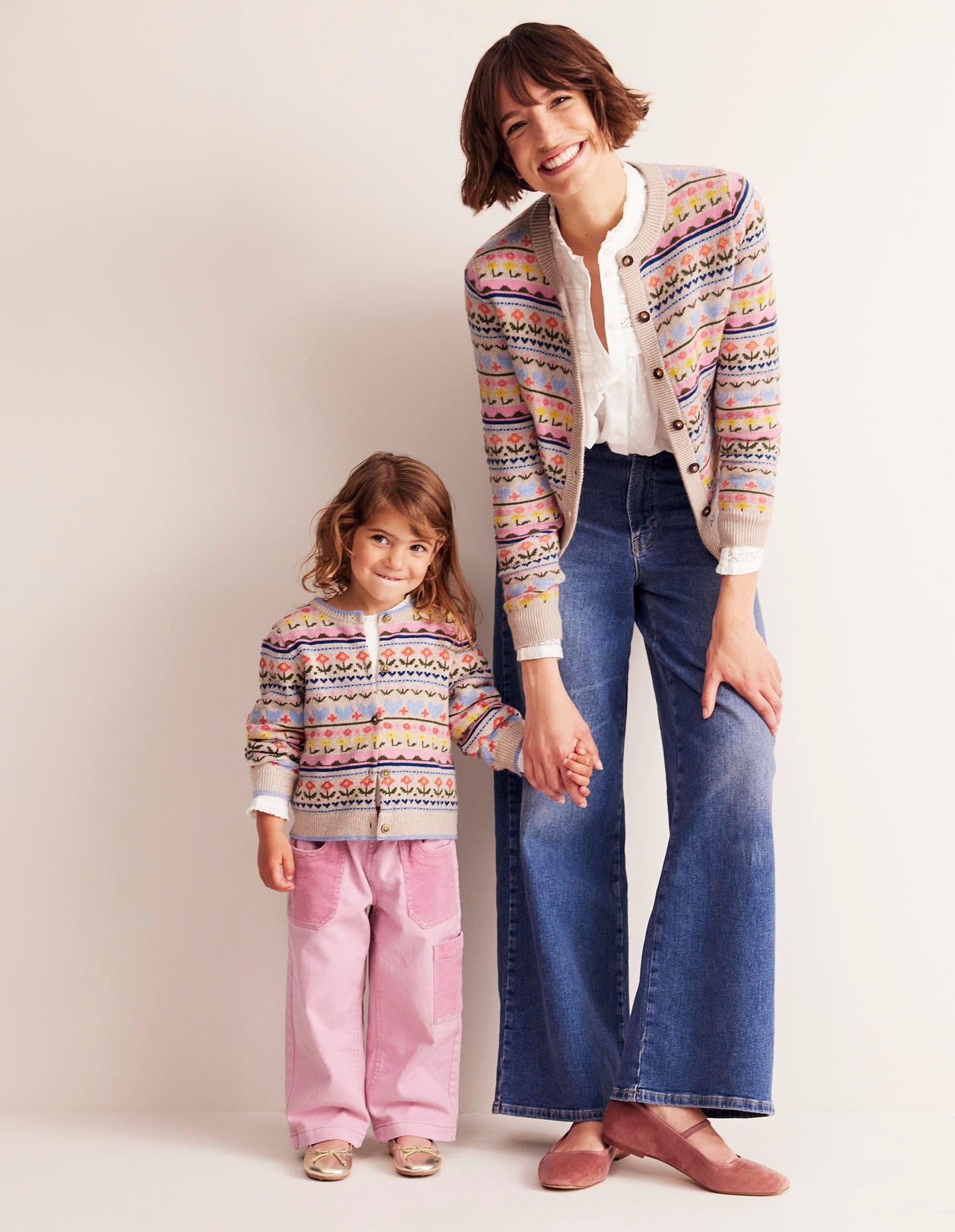 Edie Fair Isle Cardigan-Oatmeal Melange, Heart Flower-7