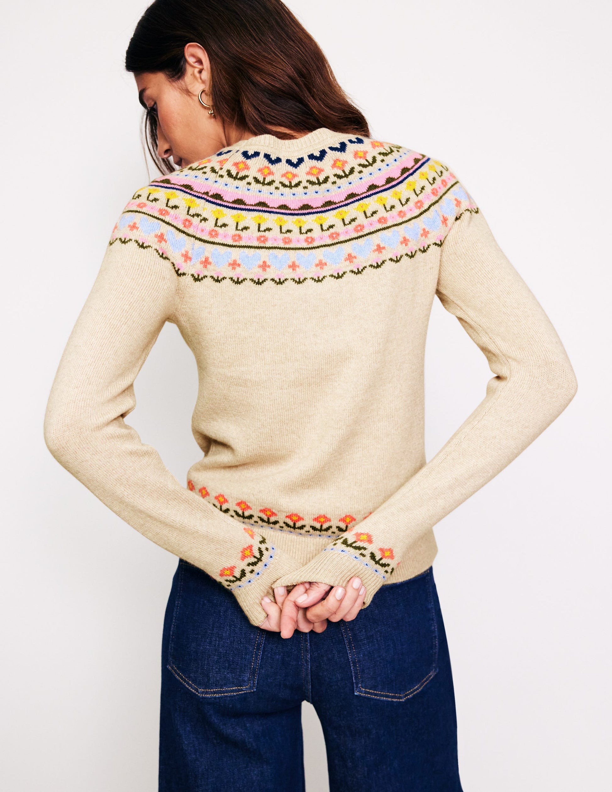 Edie Fair Isle Jumper-Oatmeal Melange, Heart Flower-3