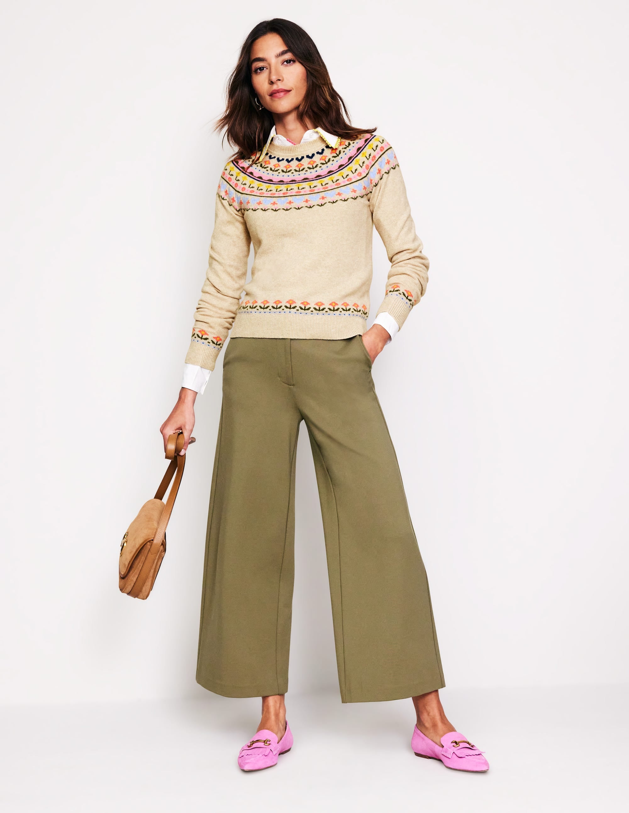 Edie Fair Isle Jumper-Oatmeal Melange, Heart Flower - Image 5