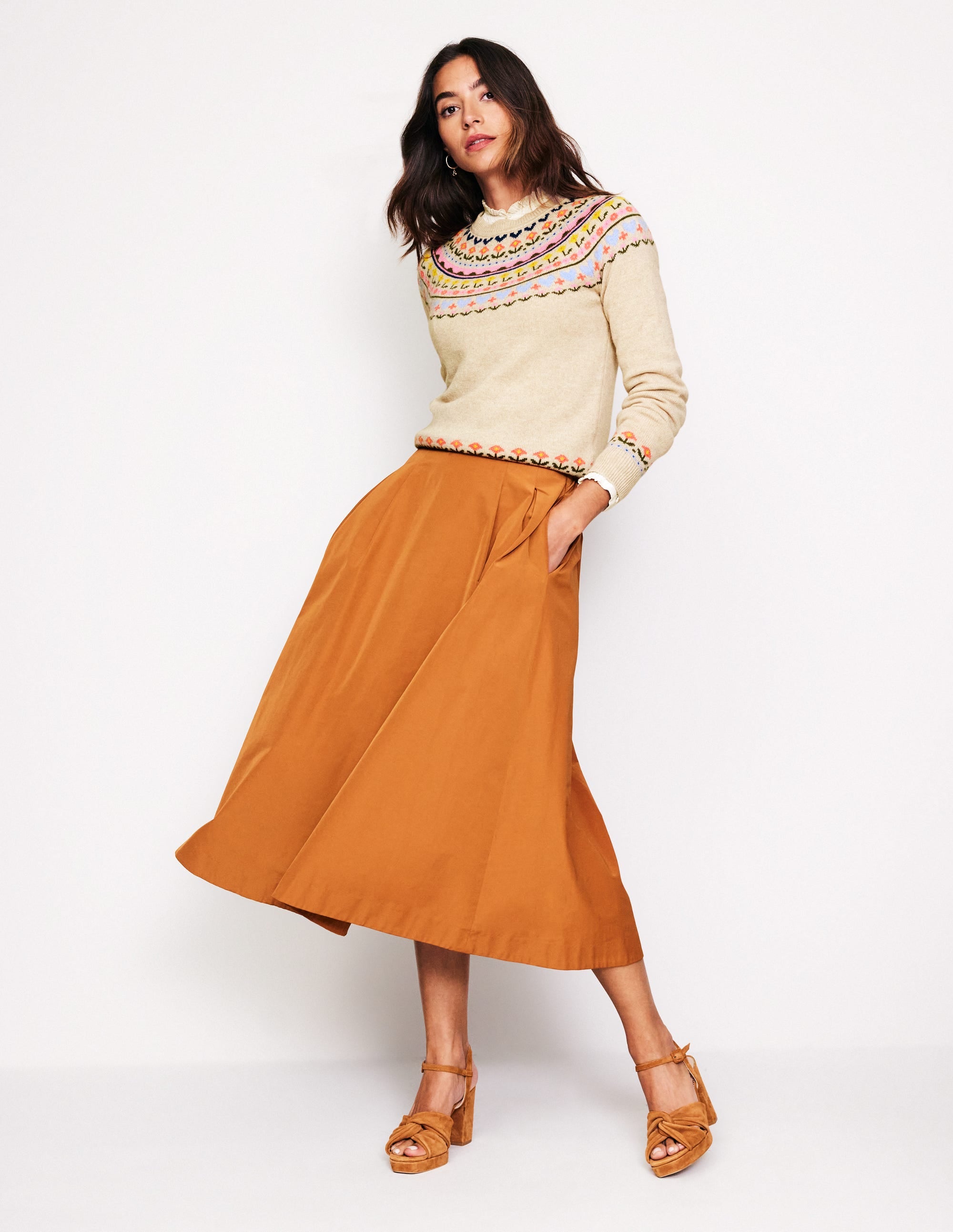 Edie Fair Isle Jumper-Oatmeal Melange, Heart Flower - Image 6