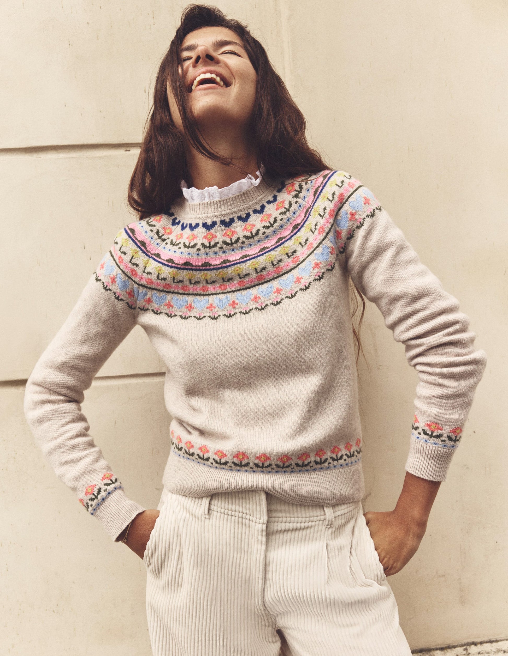 Edie Fair Isle Jumper-Oatmeal Melange, Heart Flower-7