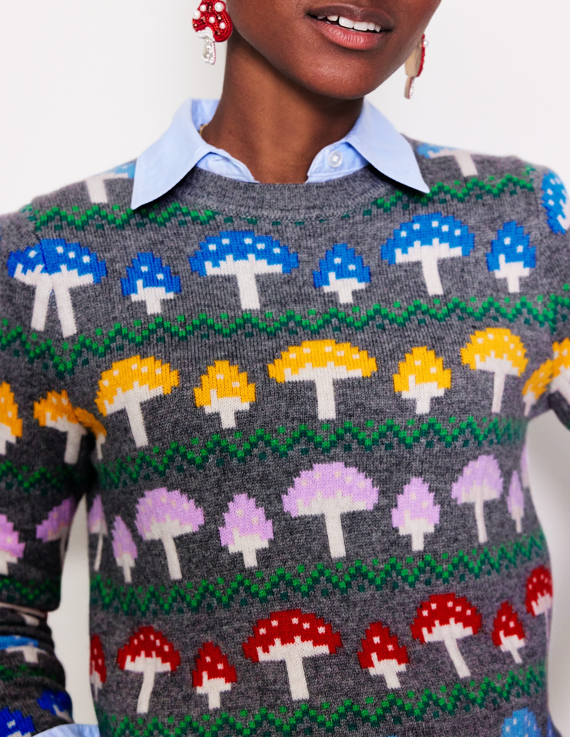 Edie Fair Isle Jumper-Grey Mushroom - Image 2