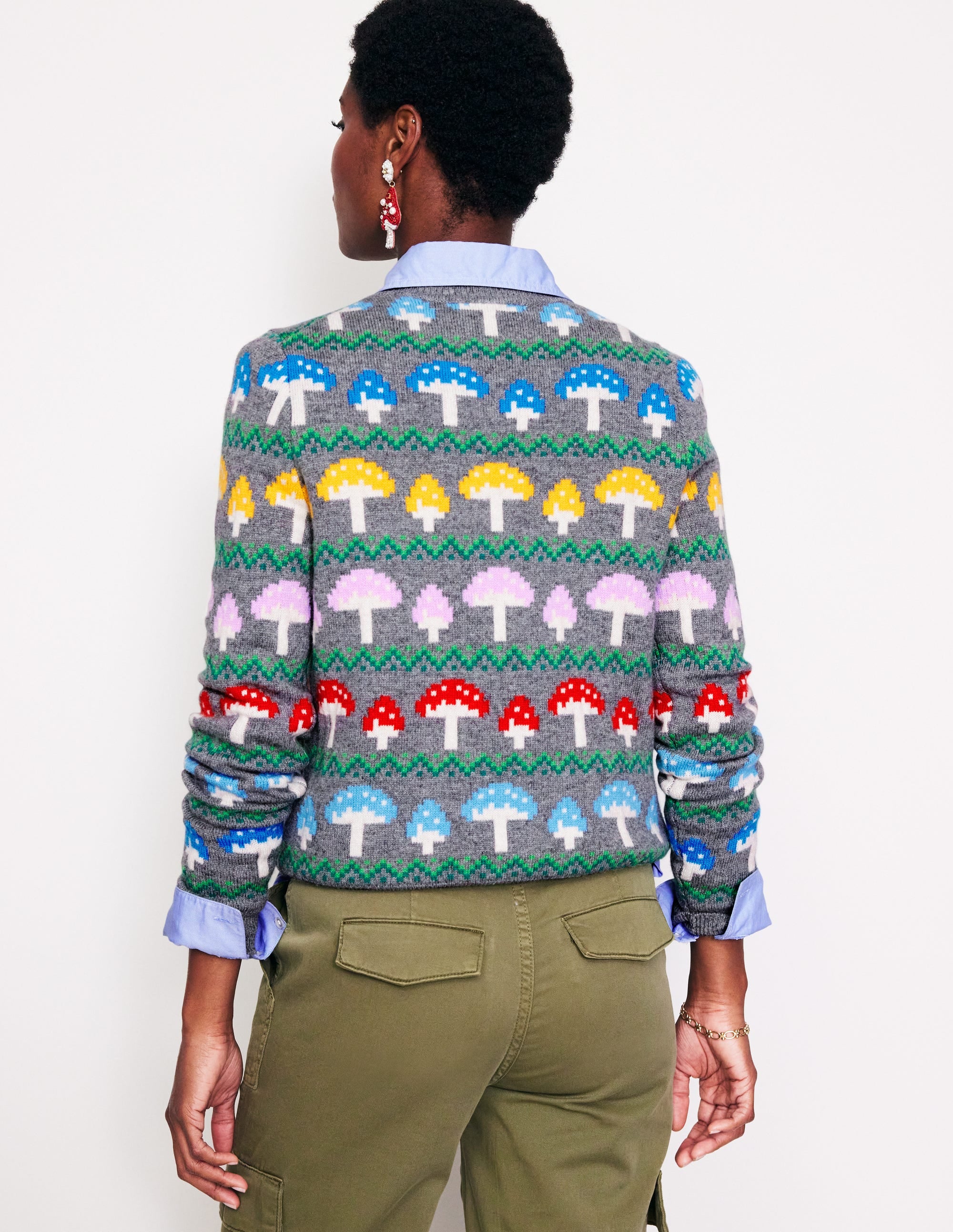 Edie Fair Isle Jumper-Grey Mushroom - Image 3