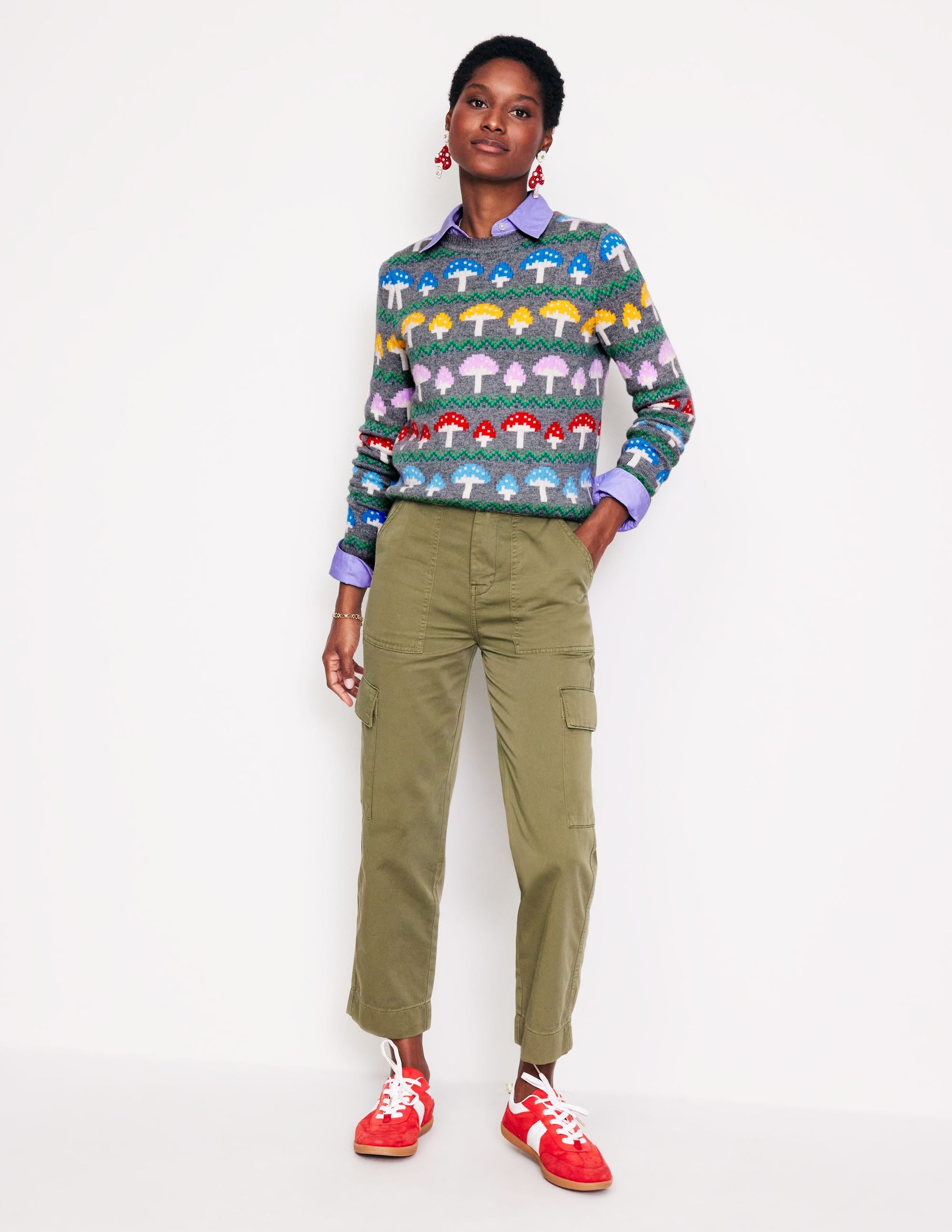 Edie Fair Isle Jumper-Grey Mushroom - Image 4