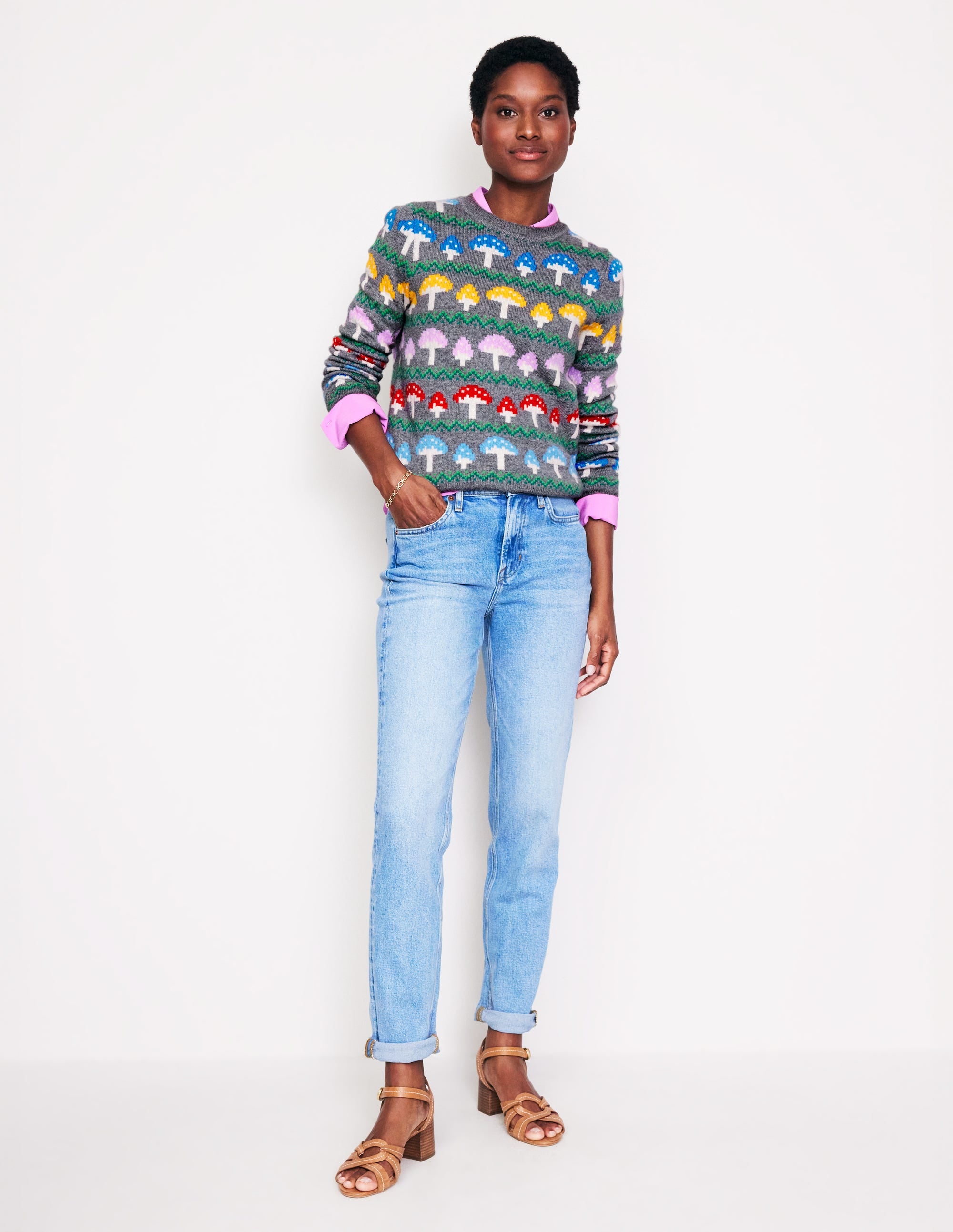 Edie Fair Isle Jumper-Grey Mushroom - Image 5