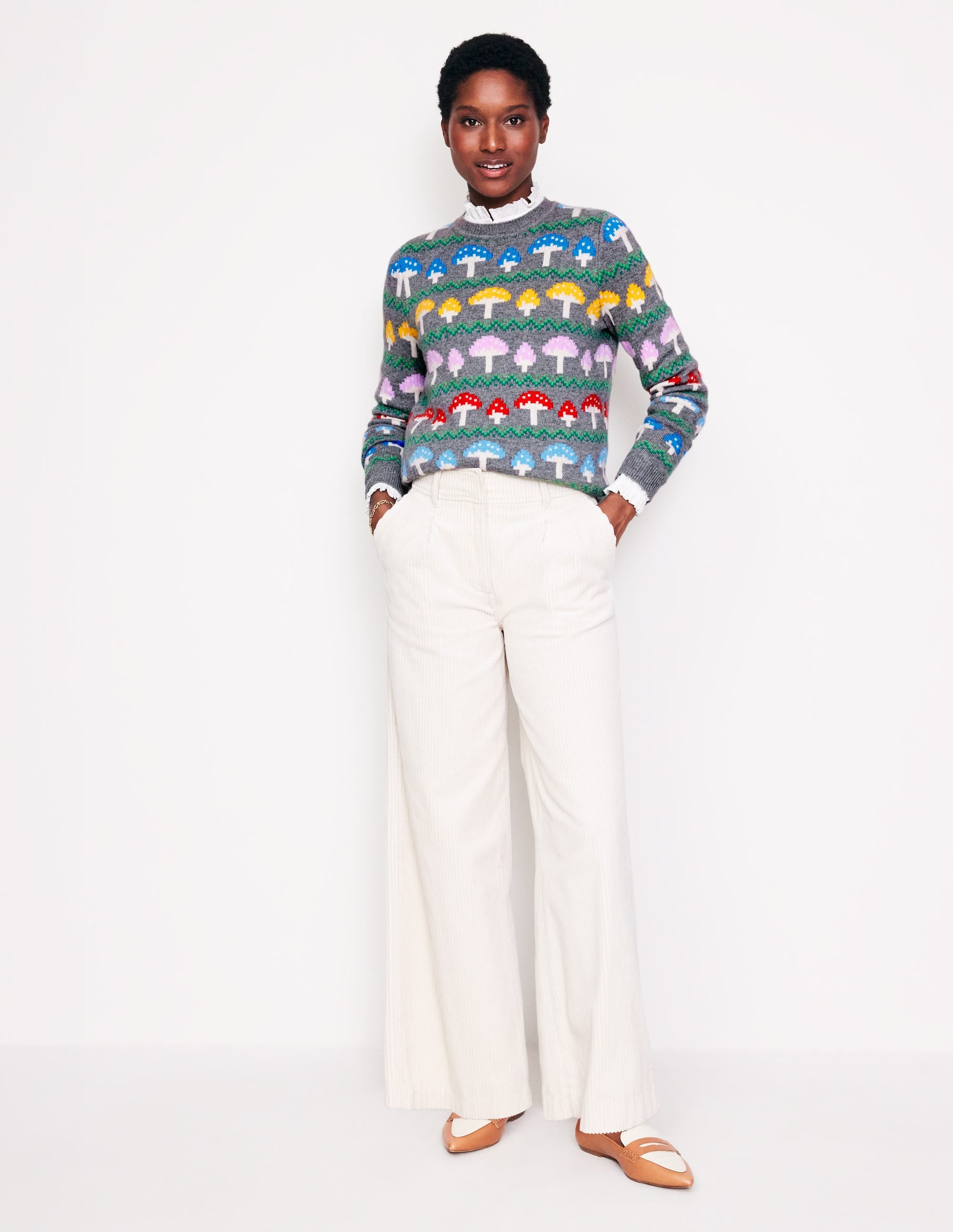 Edie Fair Isle Jumper-Grey Mushroom - Image 6