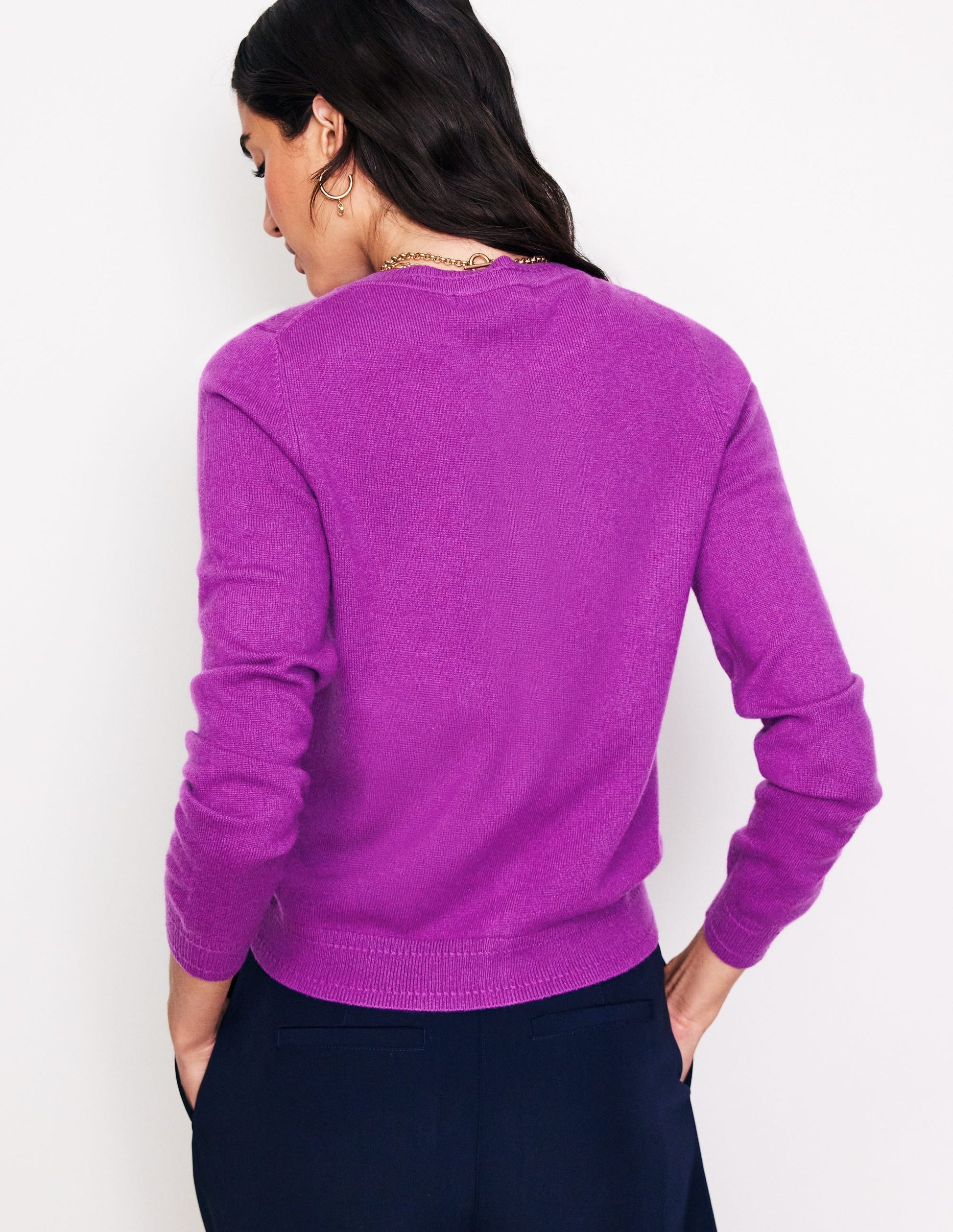 Eva Cashmere Crew Cardigan-Regal Purple-3