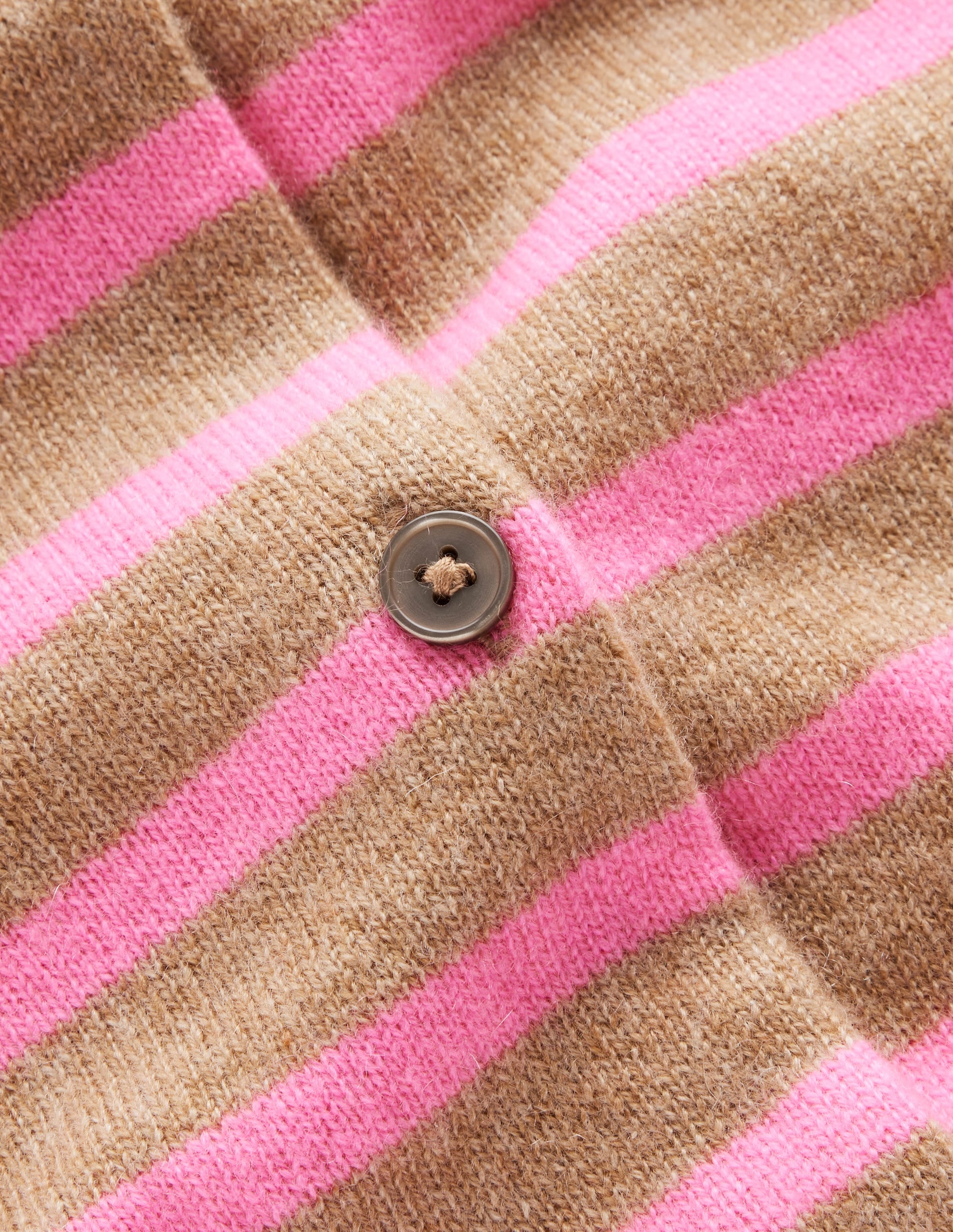 Eva Cashmere Crew Cardigan-Camel Melange/ Fluro Pink - Image 6
