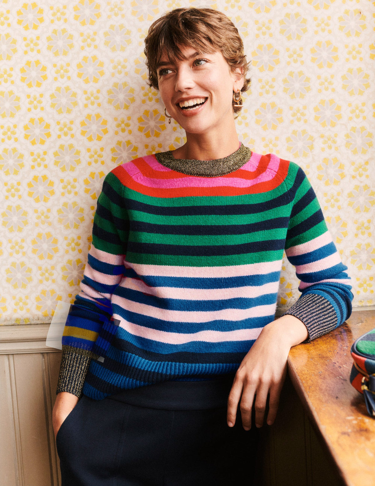 Olivia Merino Jumper-Multi, Rainbow Stripe - Image 7