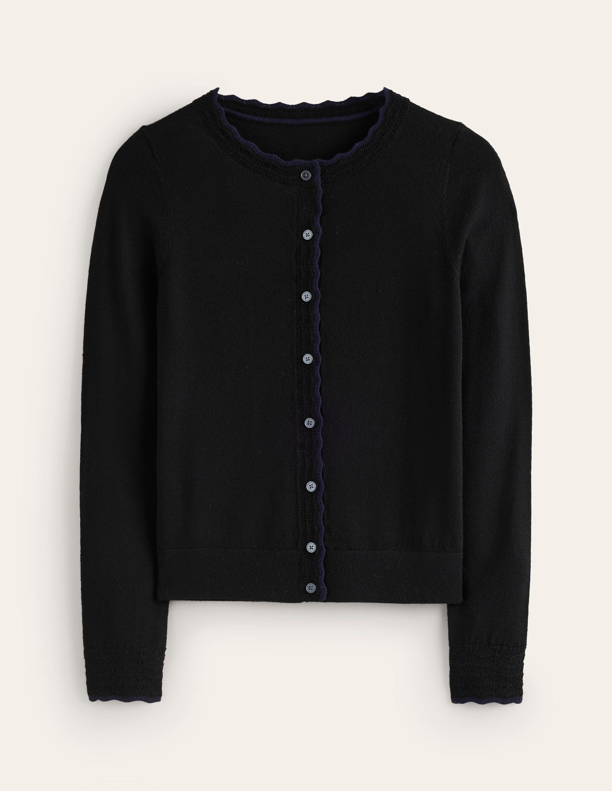Merino Scallop Cardigan-Black-5