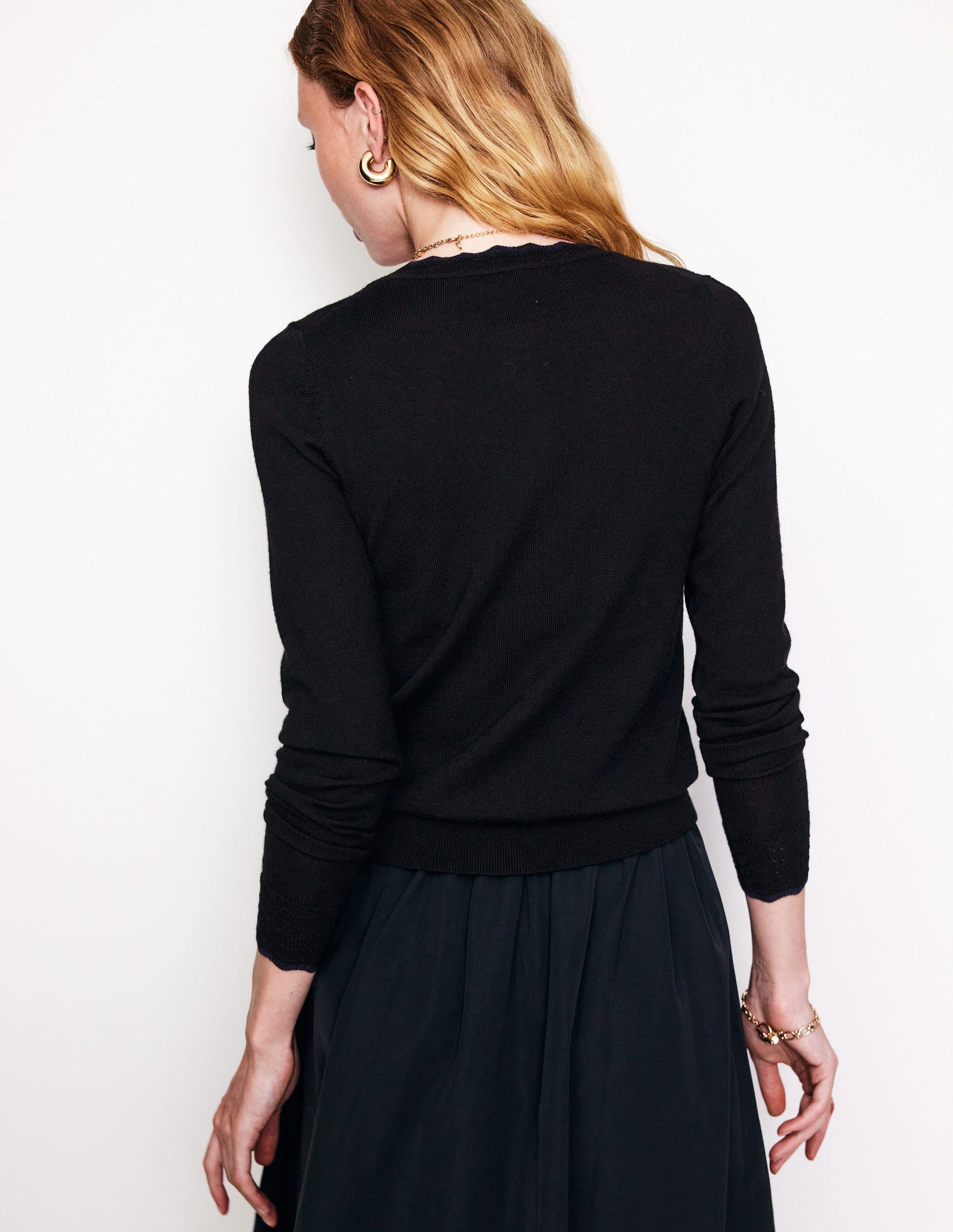 Merino Scallop Cardigan-Black-4