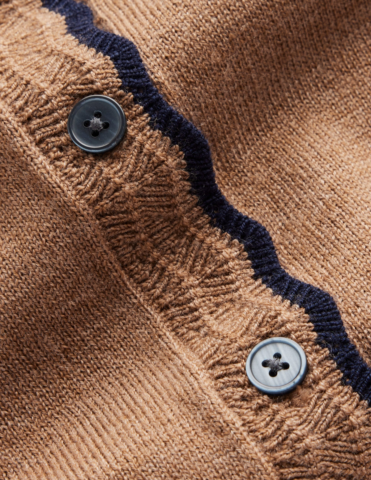 Merino Scallop Cardigan-Camel Melange-6