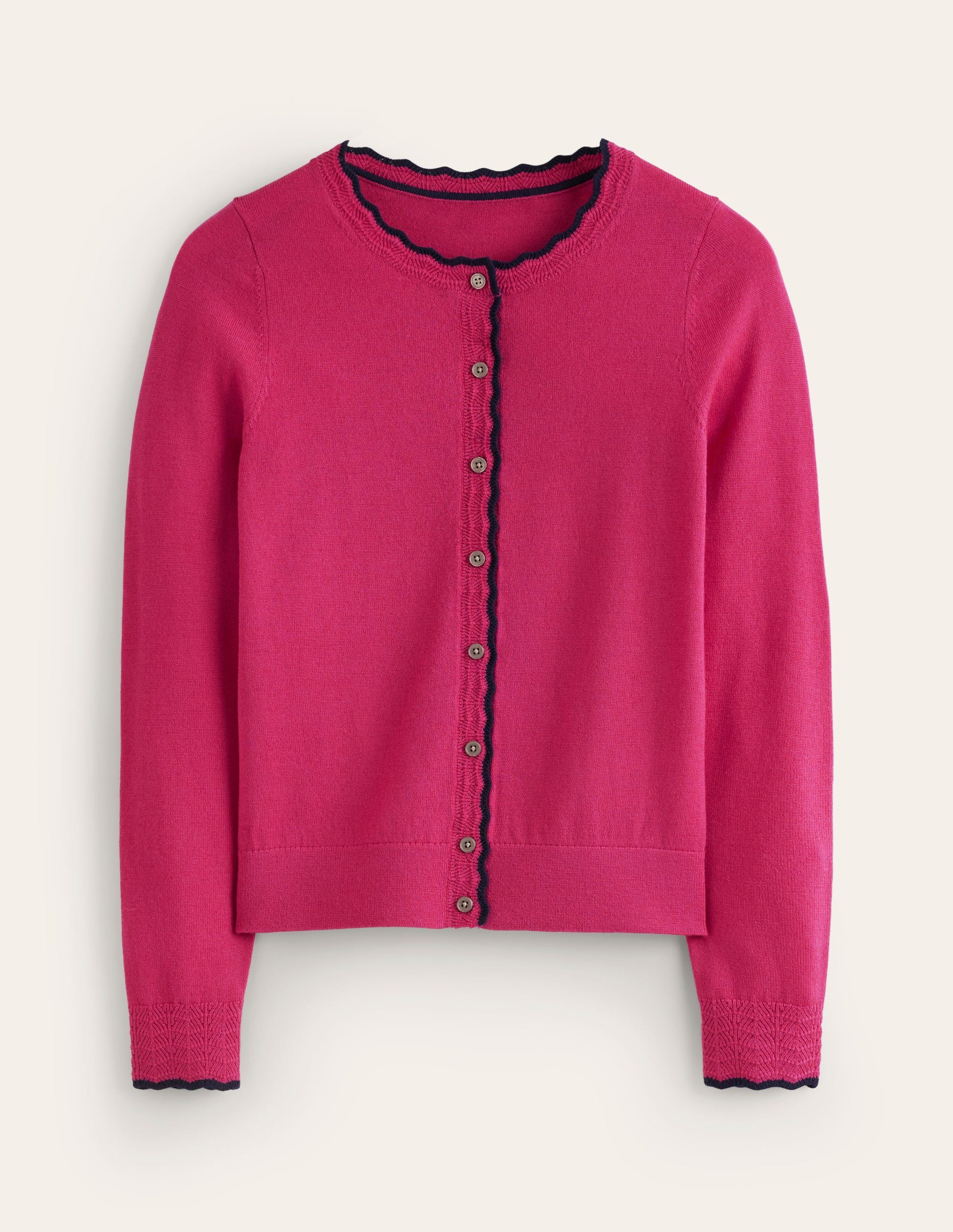 Merino Scallop Cardigan-Cherry Jam Pink-5