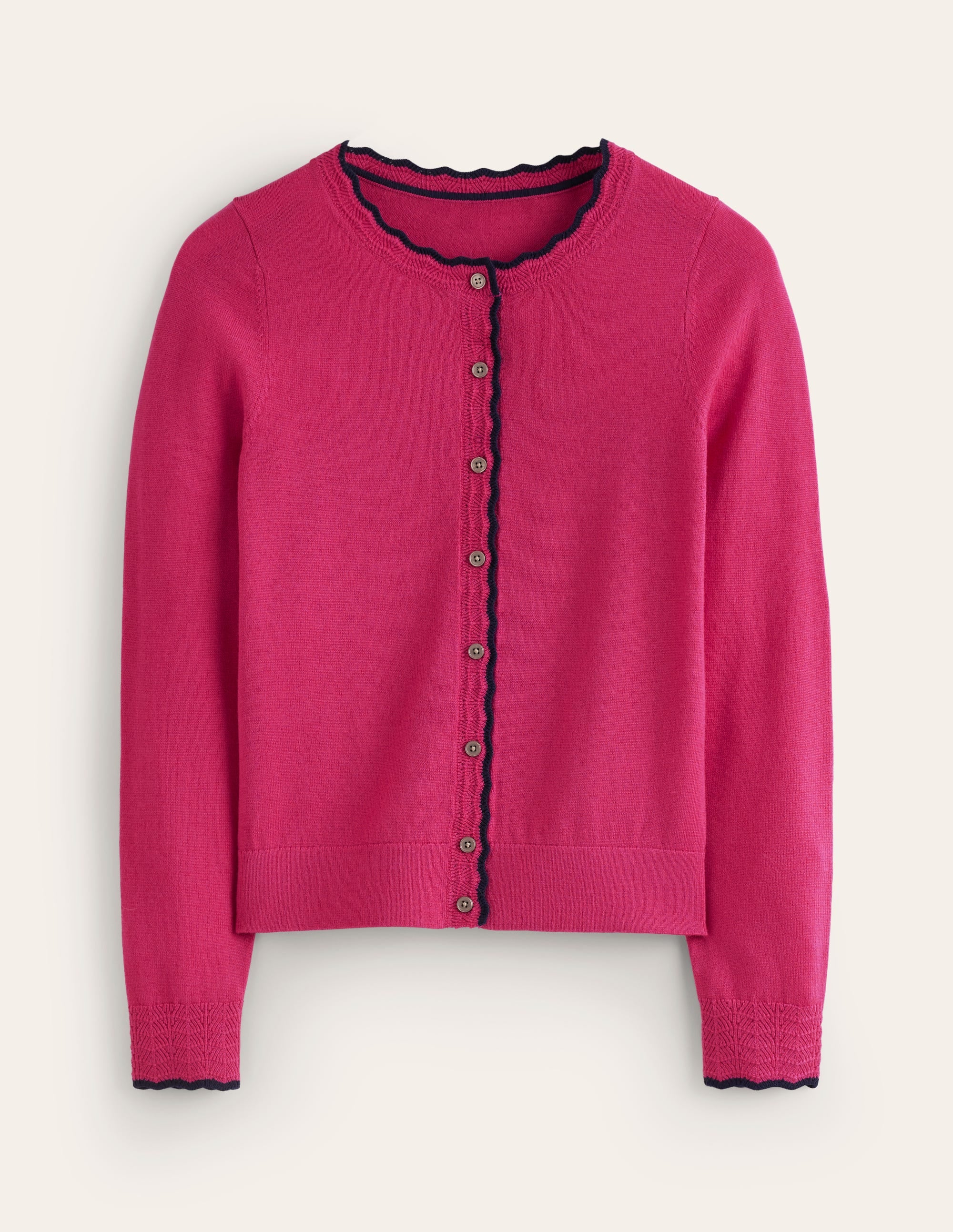 Merino Scallop Cardigan-Cherry Jam Pink - Image 5