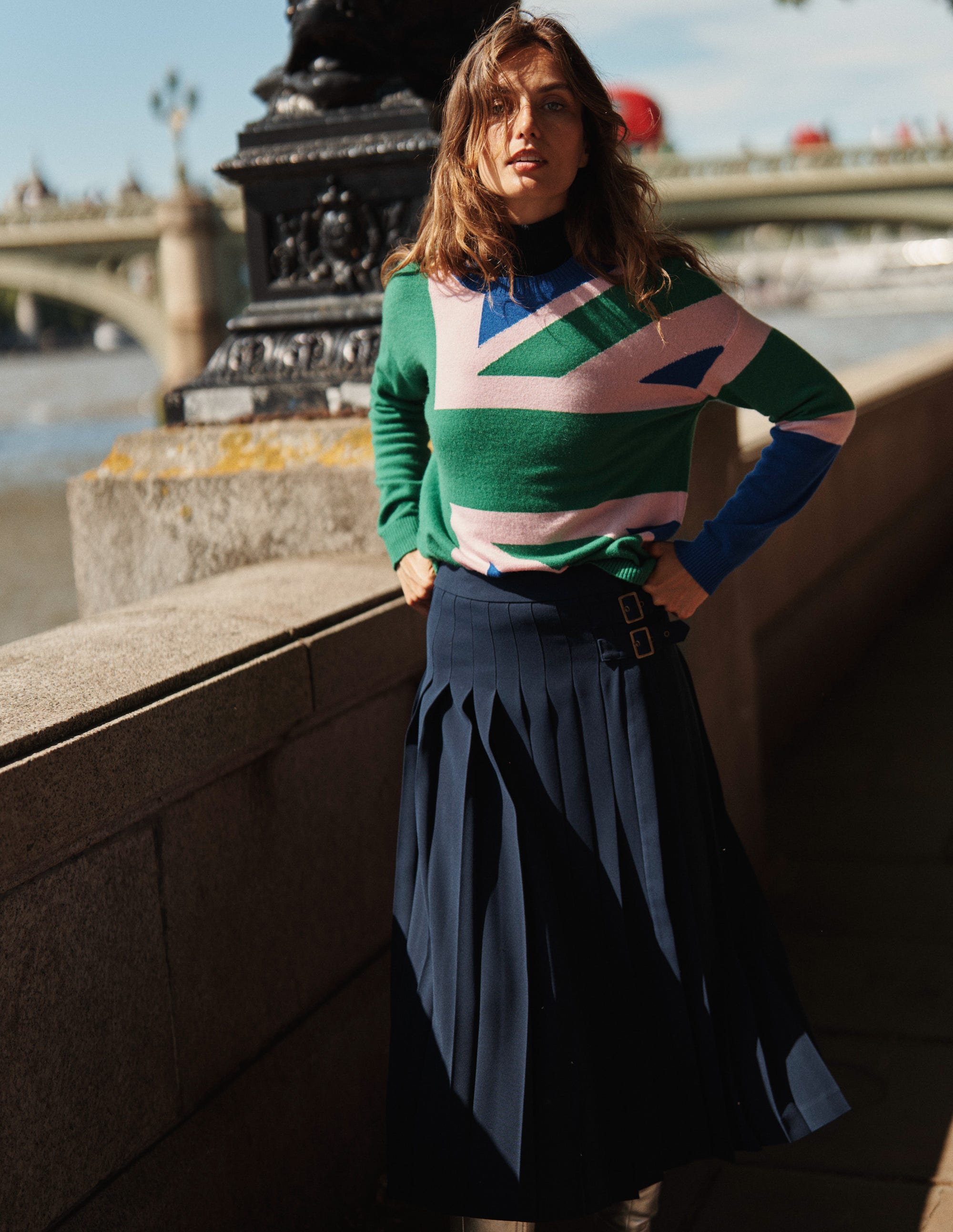 Lydia Cashmere Jumper-Rich Emerald Green, Union Jack - Image 6