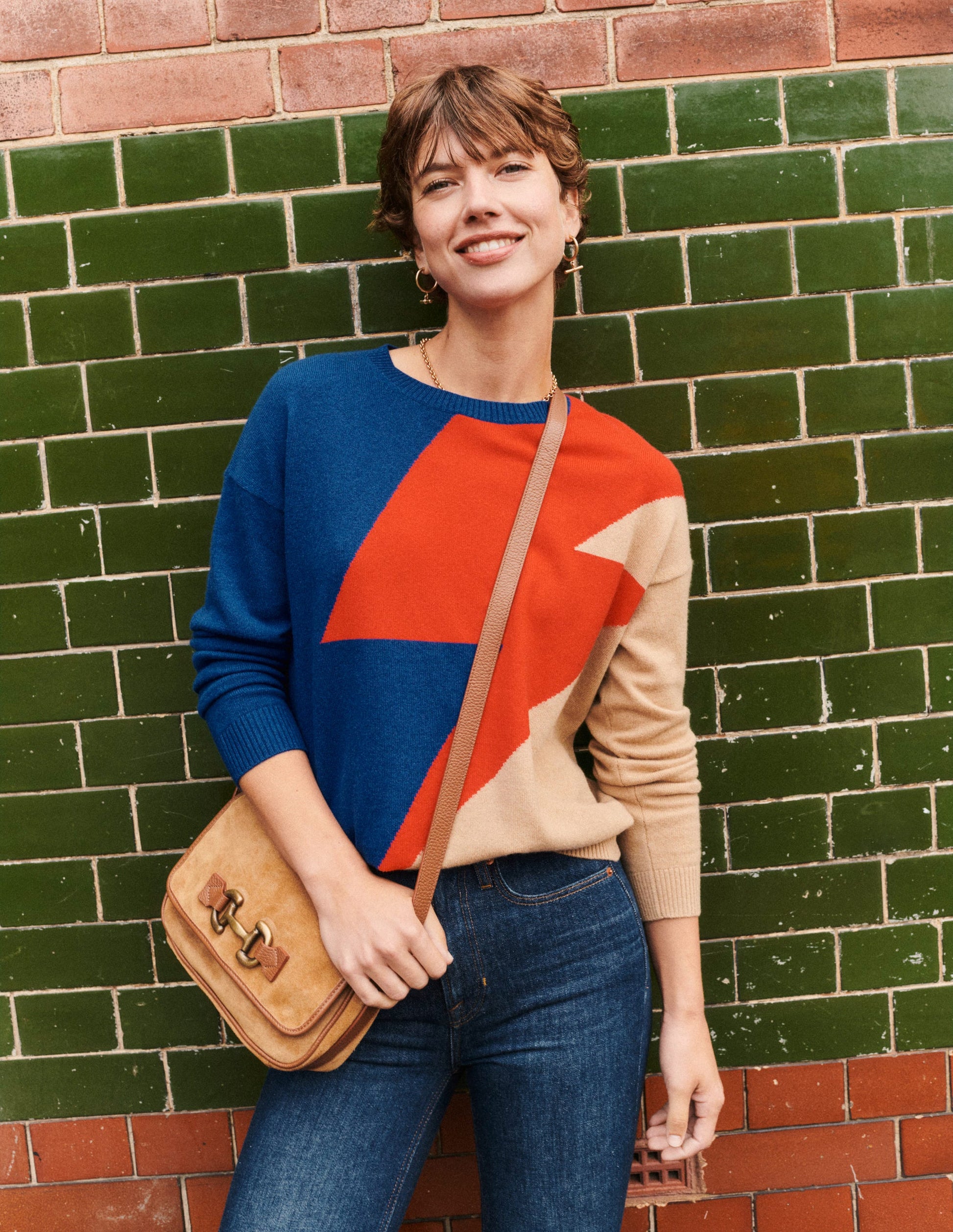 Lydia Cashmere Jumper-Camel, Lightning Bolt-7