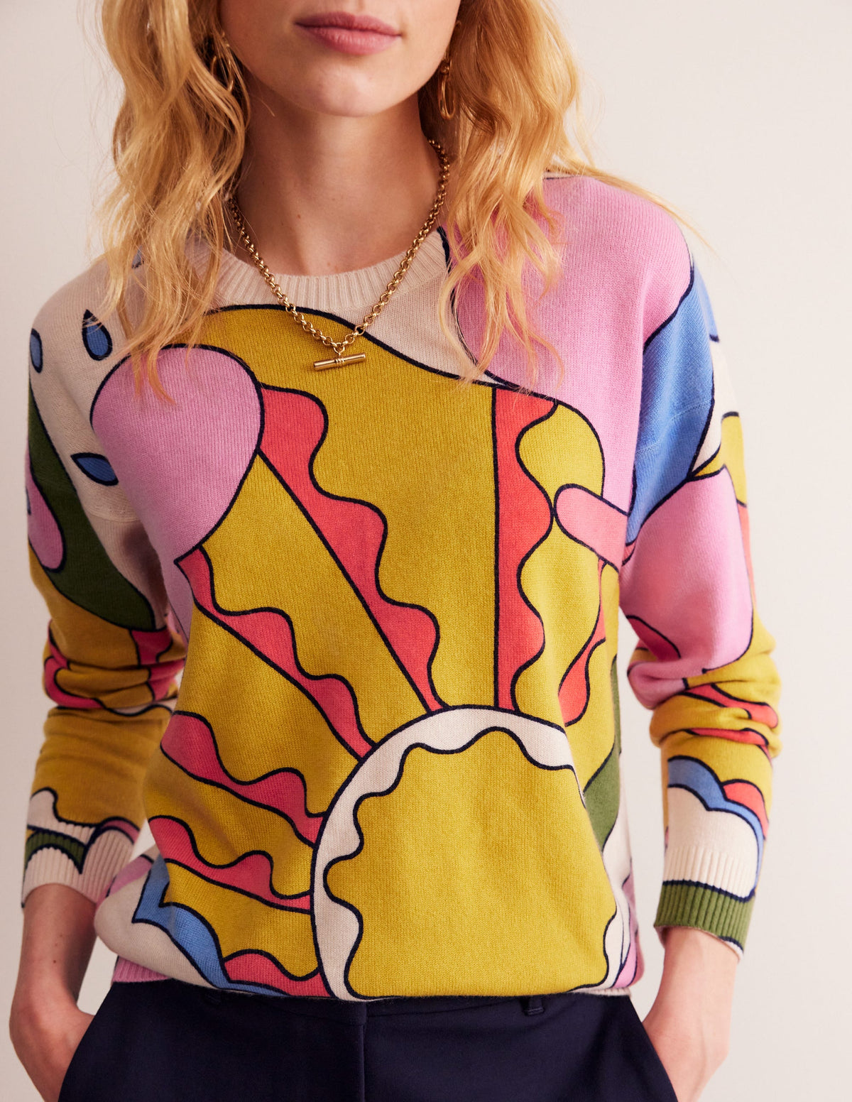 Lydia Cashmere Jumper-Multi, Sunshine - Image 2