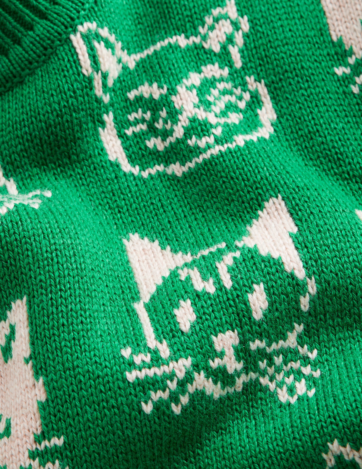 Heather Jacquard Jumper-Rich Emerald Green, Cats - Image 6