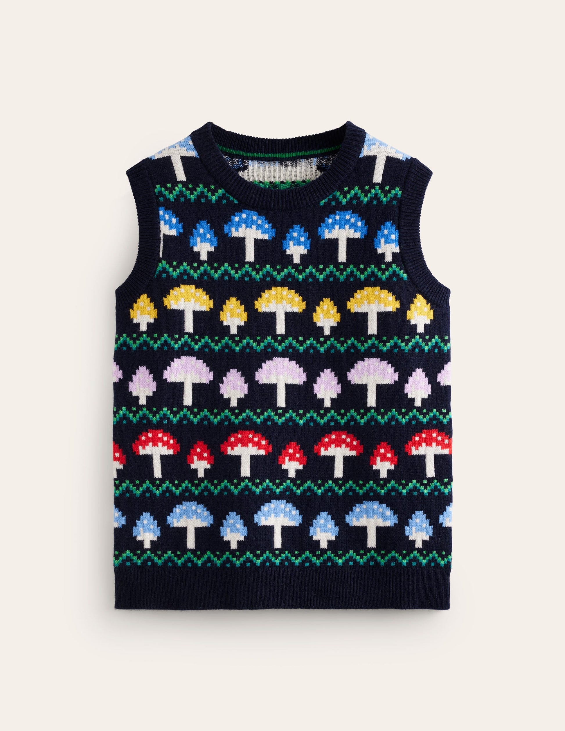 Edie Fair Isle Tank-Navy Mushroom-9