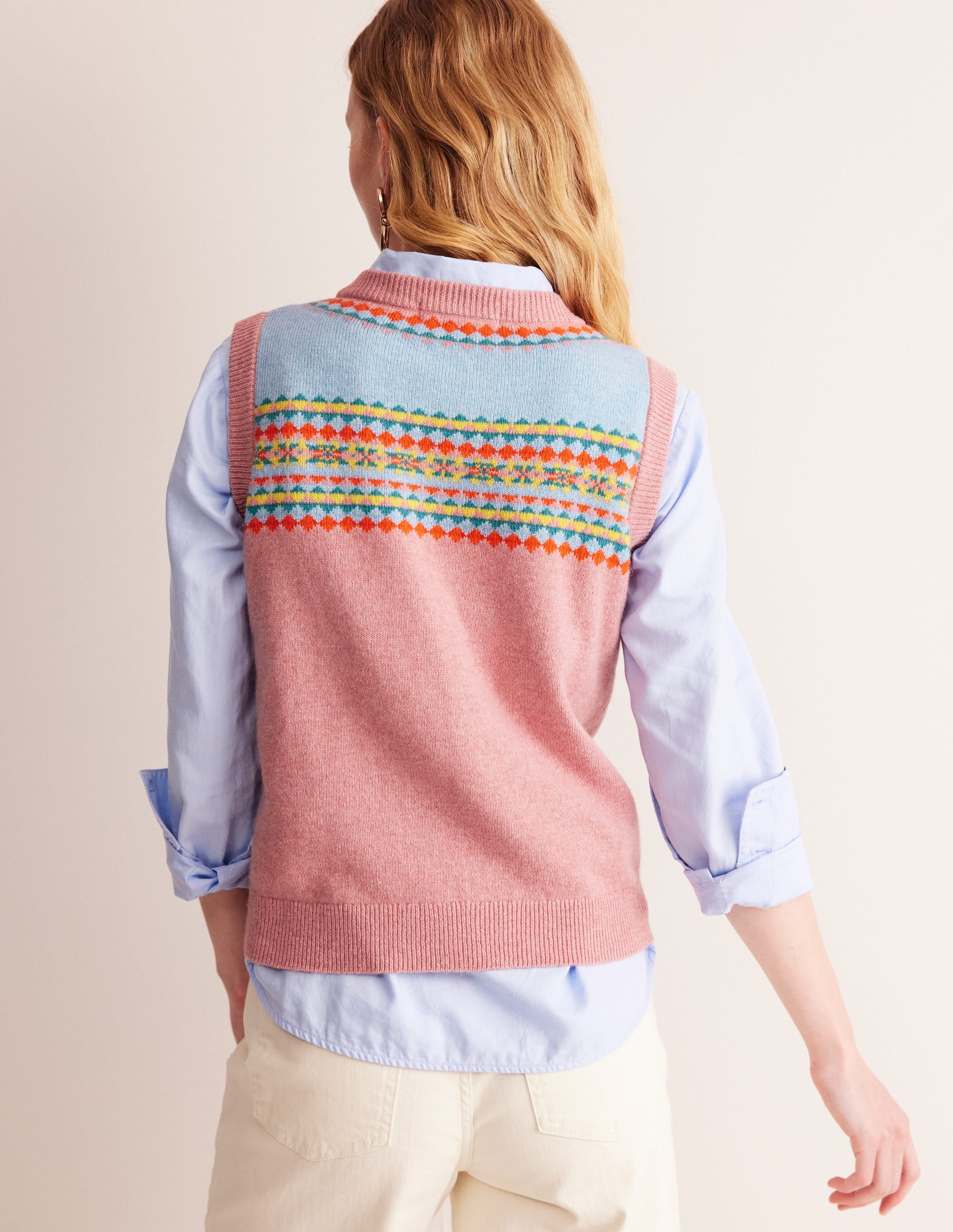 Edie Fair Isle Tank-Pink Fair Isle - Image 3