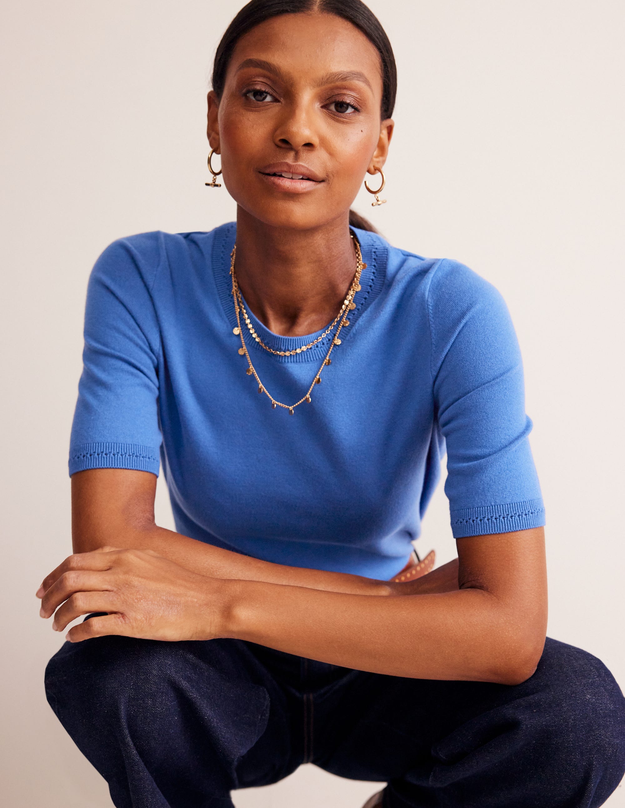 Catriona Cotton Crew T-Shirt-Blue Jay - Image 4
