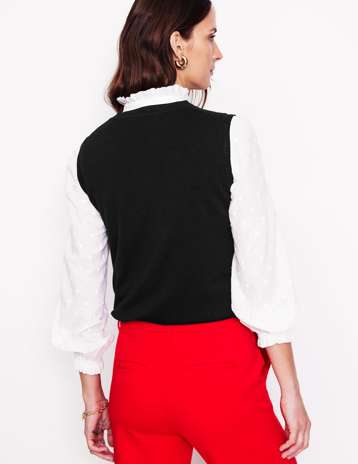 Catriona Crew Neck Cotton Tank-Black - Image 3