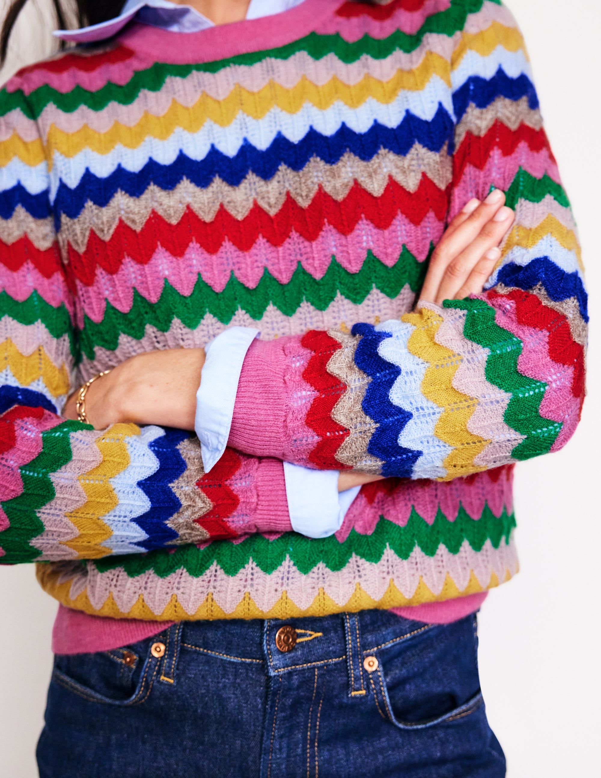 Fluffy Textured Stitch Jumper-Multi - Image 2