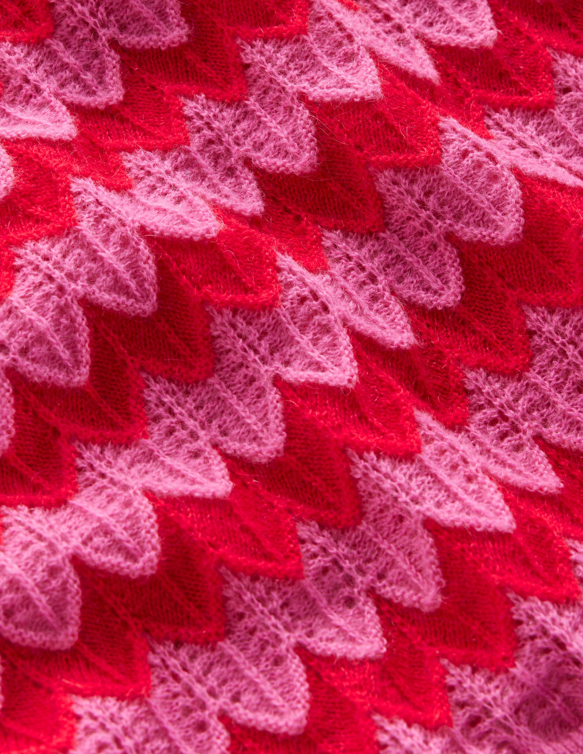 Fluffy Textured Stitch Jumper-Pink/ Red - Image 6